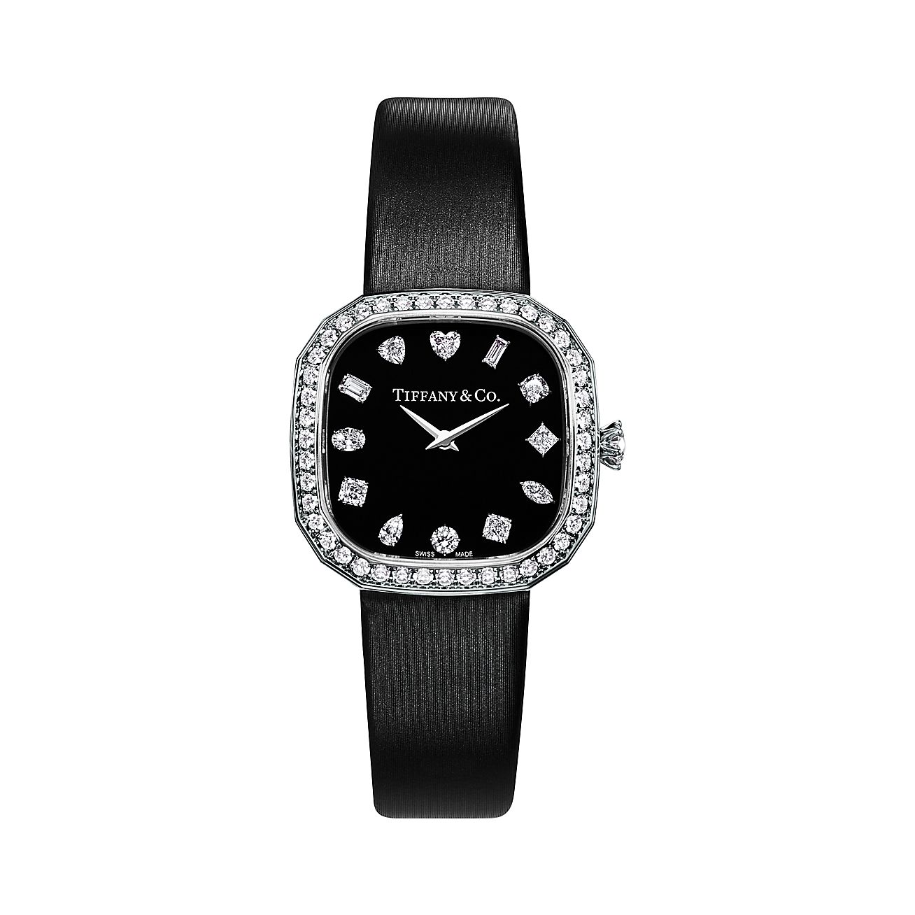 Квадратные часы Tiffany Eternity 28 мм из белого золота с бриллиантами ...