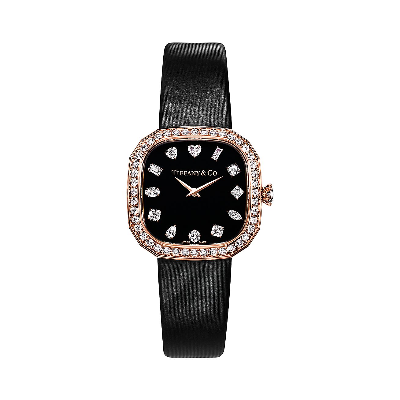 Tiffany Eternity 28 MM Cushion-shaped Watch in Rose Gold with Diamonds |  Tiffany &