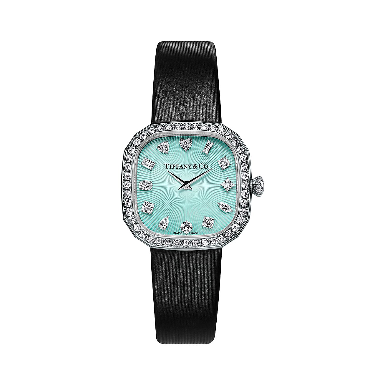 Tiffany Eternity 28 MM Cushion-shaped Watch in White Gold with Diamonds