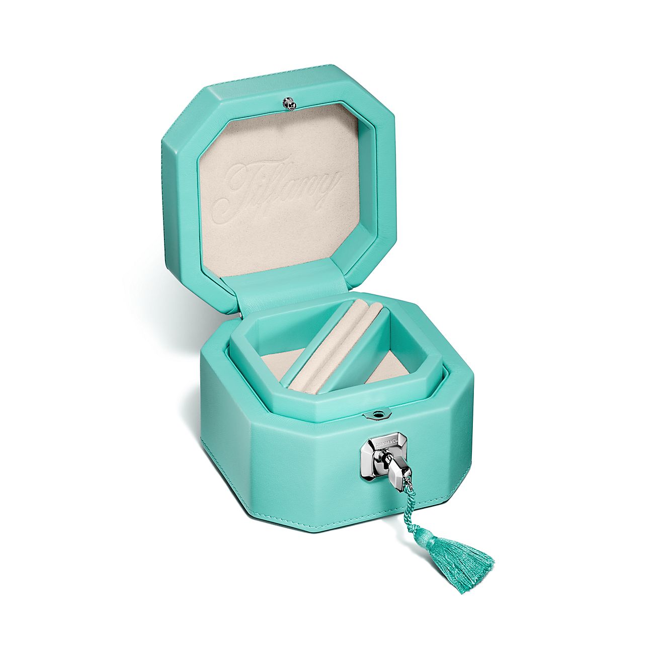 Небольшая шкатулка Tiffany Facets из кожи цвета Tiffany Blue