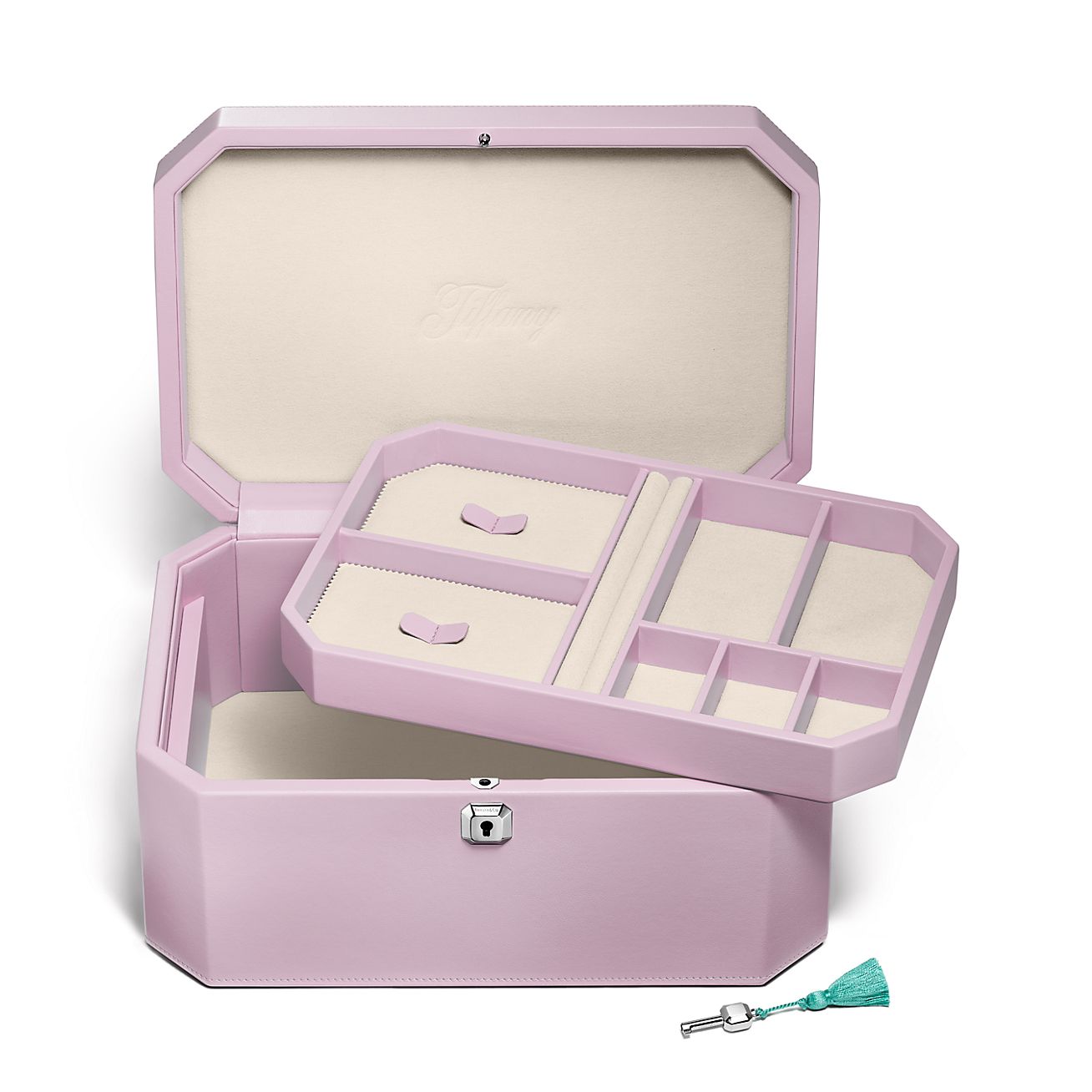 Tiffany Facets Extra Large Jewelry Box in Kunzite-colored Leather 