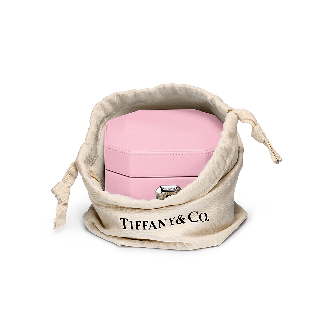 Tiffany Facets Small Jewellery Box in Morganite-coloured Leather 