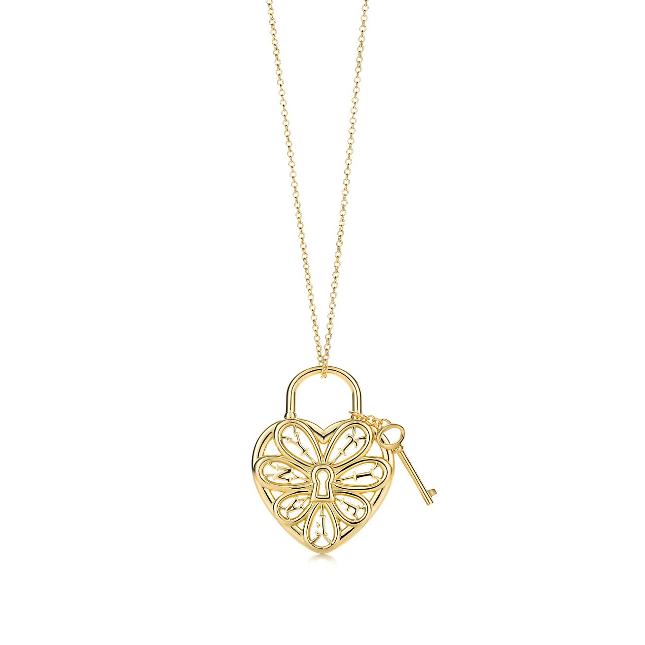 tiffany filigree heart pendant with key