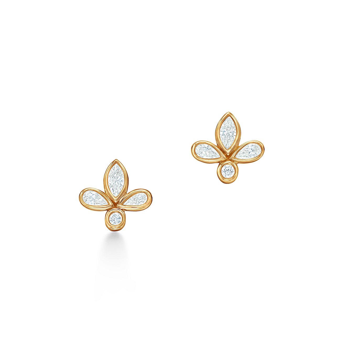 Tiffany Fleur de Lis earrings in 18k gold with diamonds, mini. | Tiffany & Co.