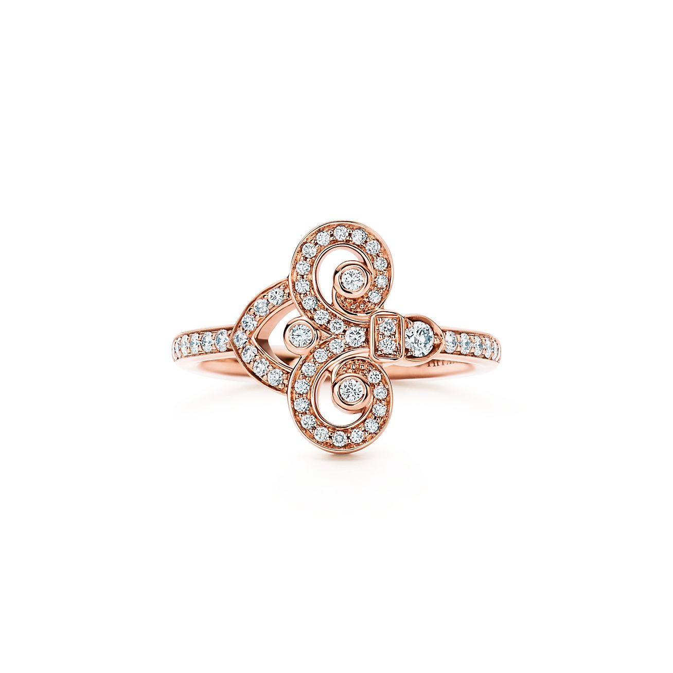 Tiffany Fleur de Lis ring in 18k rose gold with diamonds 