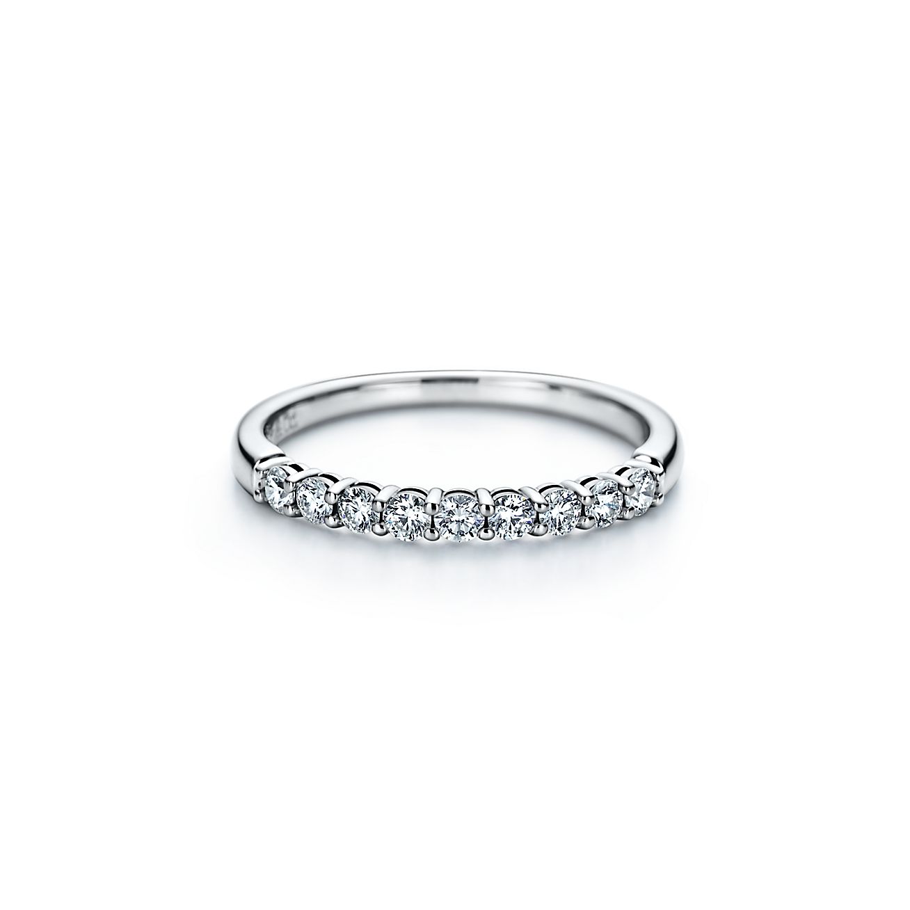 Tiffany Forever Band Ring in Platinum with a Half-circle of Diamonds, 2.2 mm