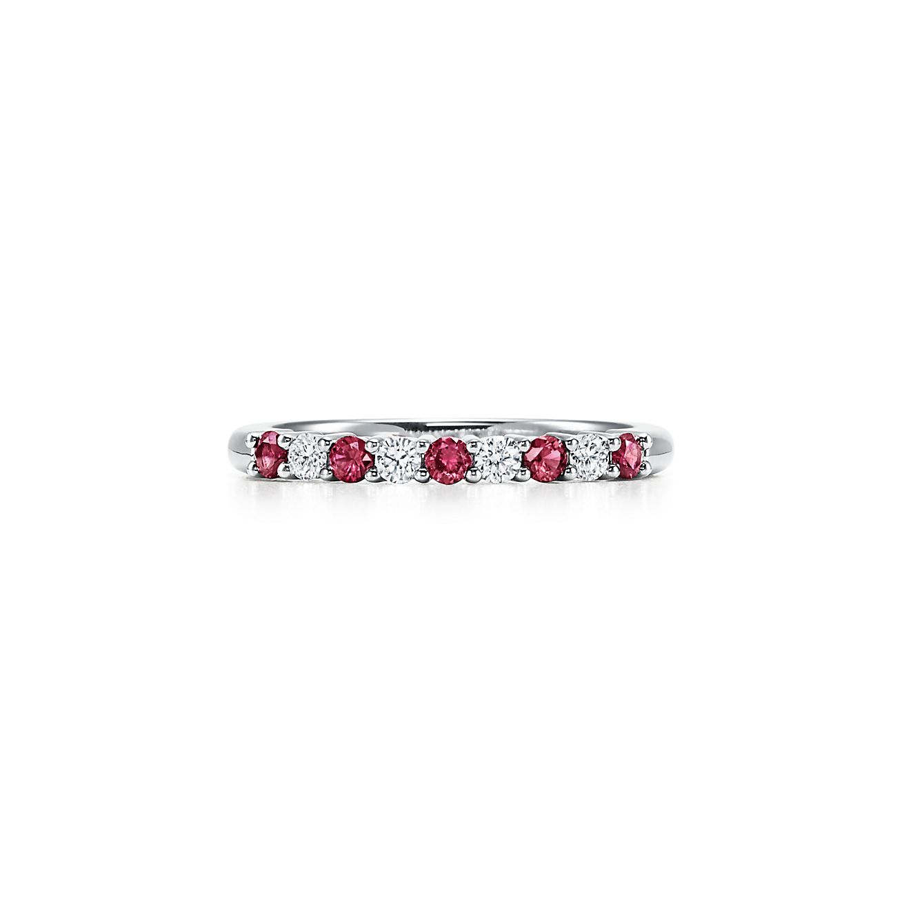 Tiffany Forever Band Ring in Platinum with Diamonds and Rubies