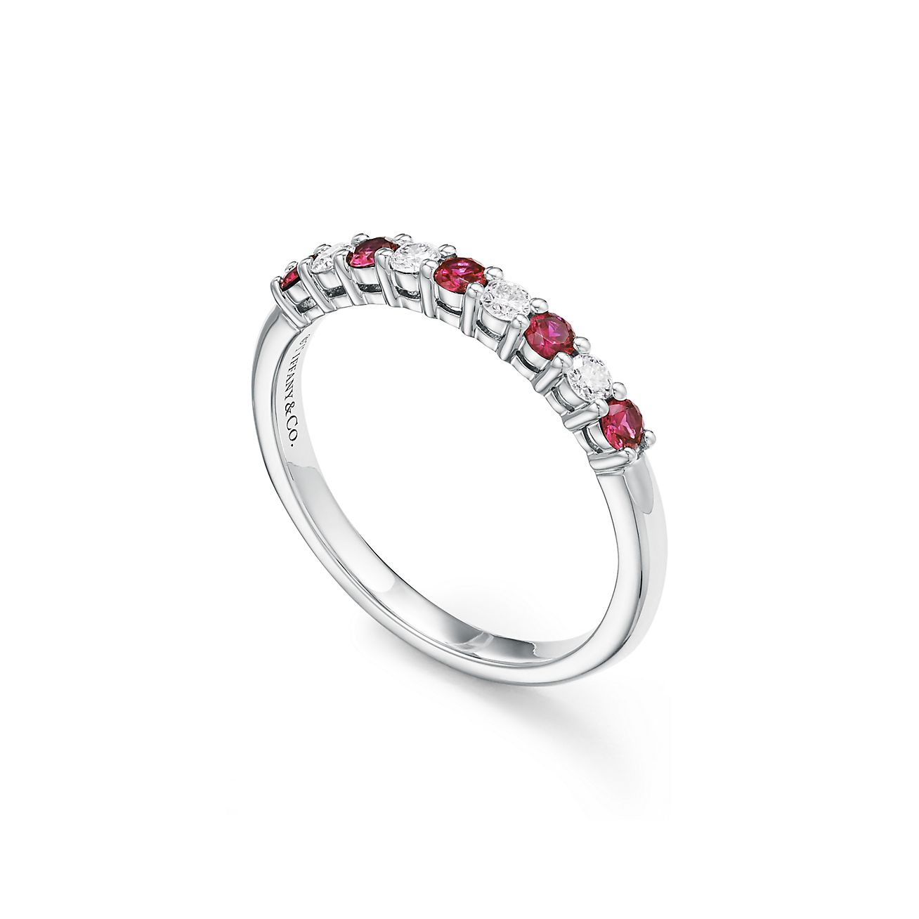 Tiffany Forever Band Ring in Platinum with Diamonds and Rubies