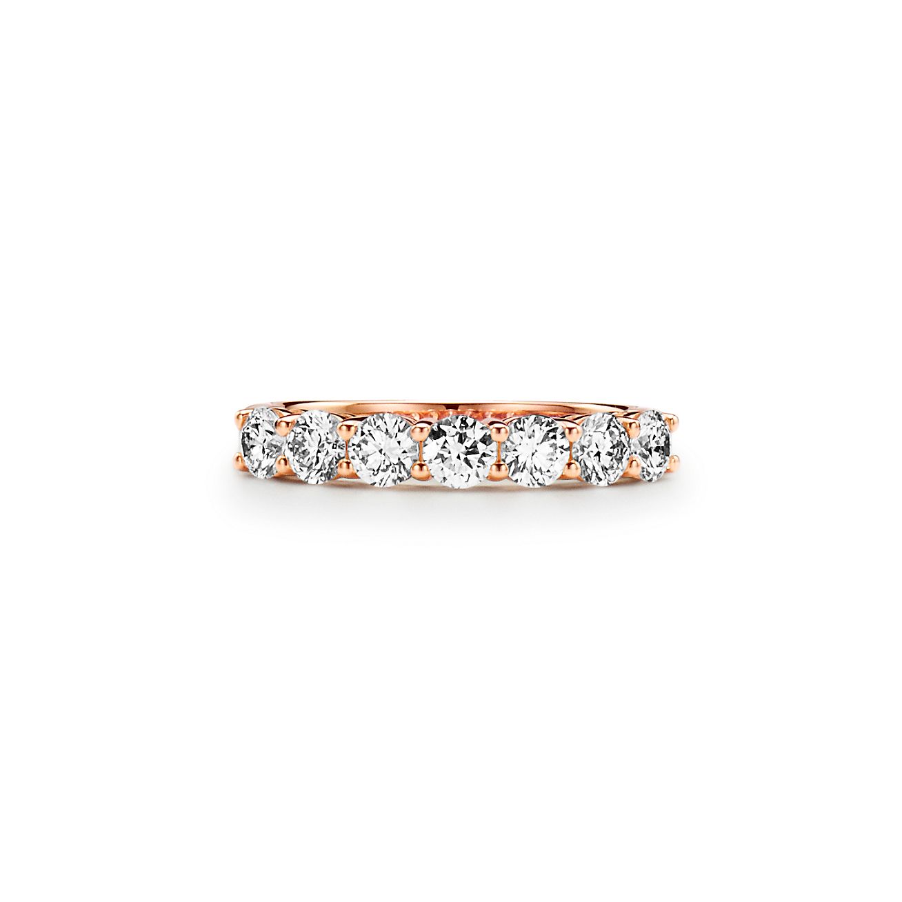Showroom of Shared prong single line band ring in 18k rose gold - 0lr155 |  Jewelxy - 144758