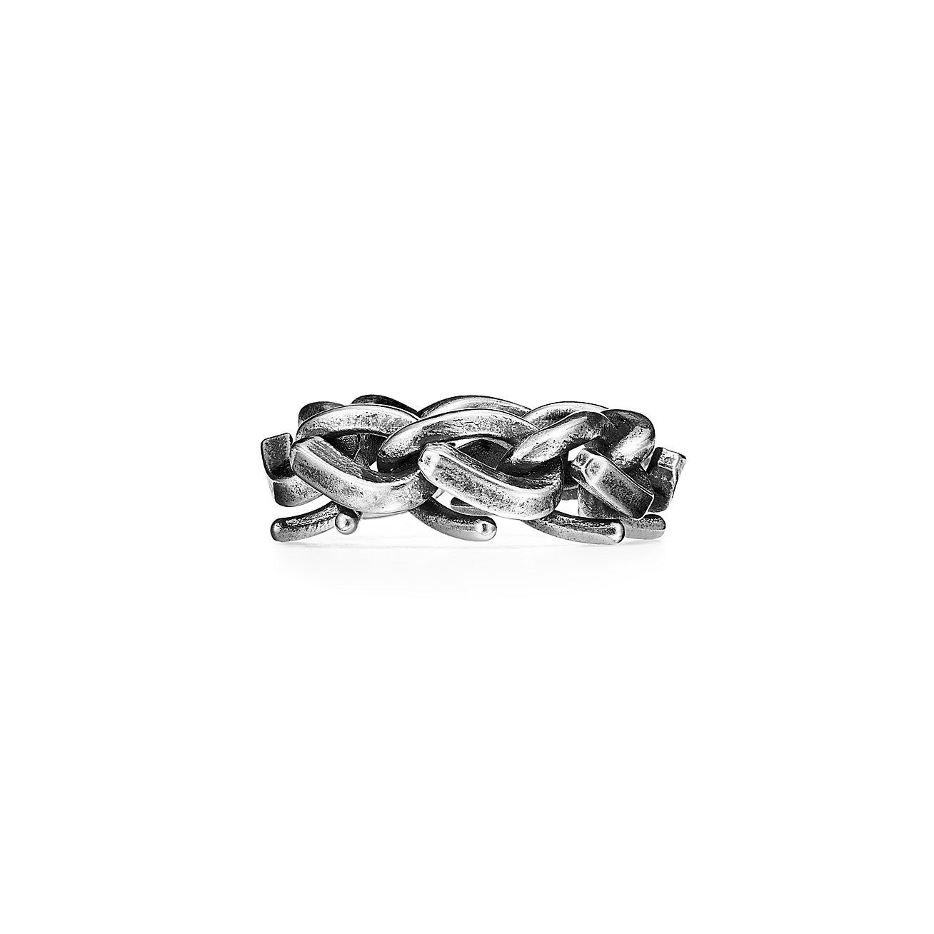 Tiffany Forge Link Ring in Blackened Sterling Silver | Tiffany & Co.