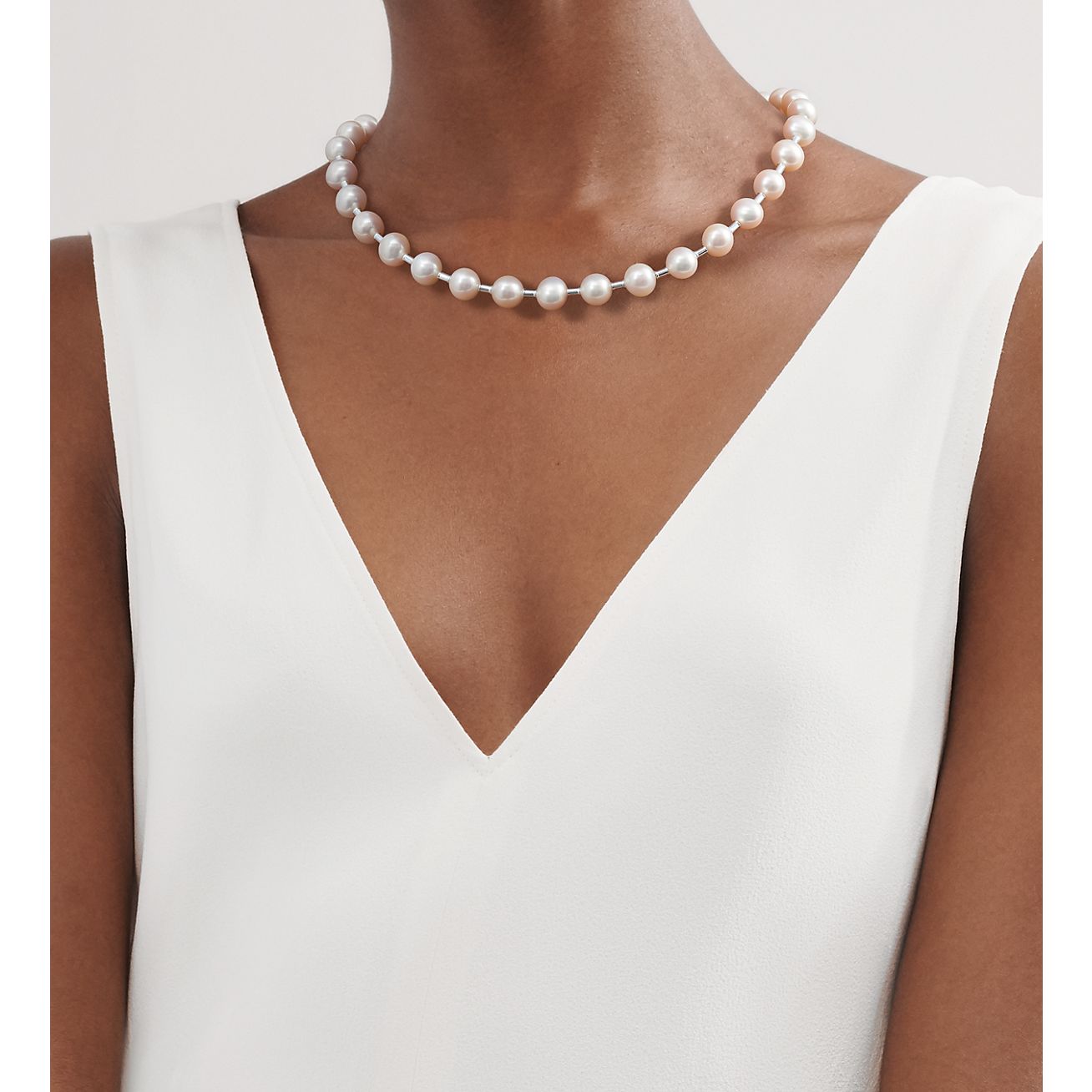 tiffany silver pearl necklace