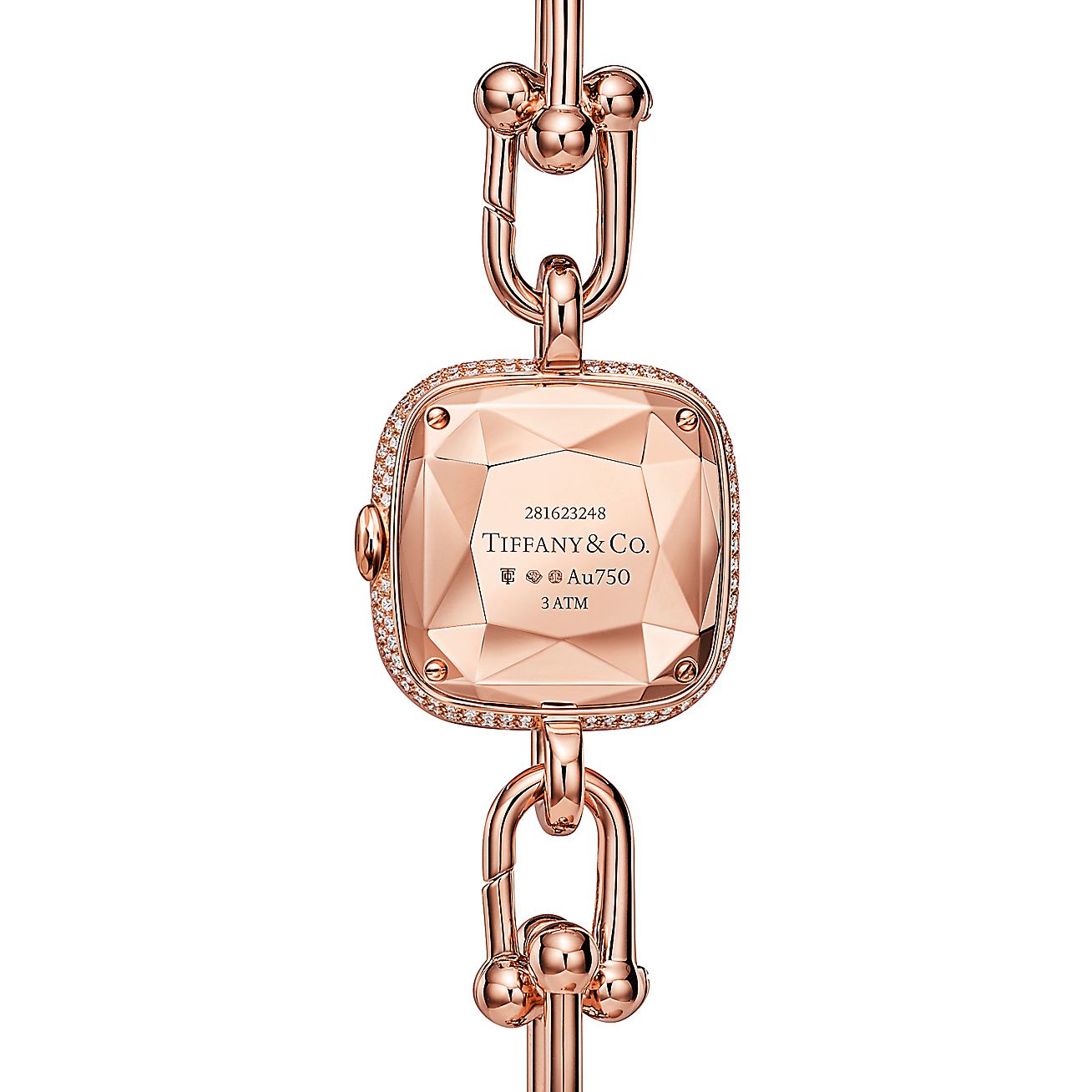 Tiffany HardWear Watch in Rose Gold with Pavé Diamonds and White Mother-of-pearl - Alternate shot 1