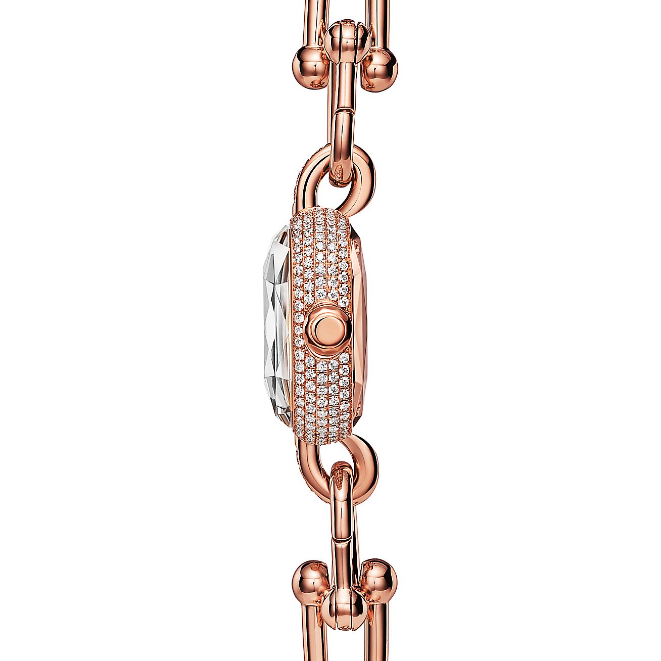 Tiffany HardWear Watch in Rose Gold with Pavé Diamonds and White Mother-of-pearl - Alternate shot 1 - Alternate shot 2 - Alternate shot 3