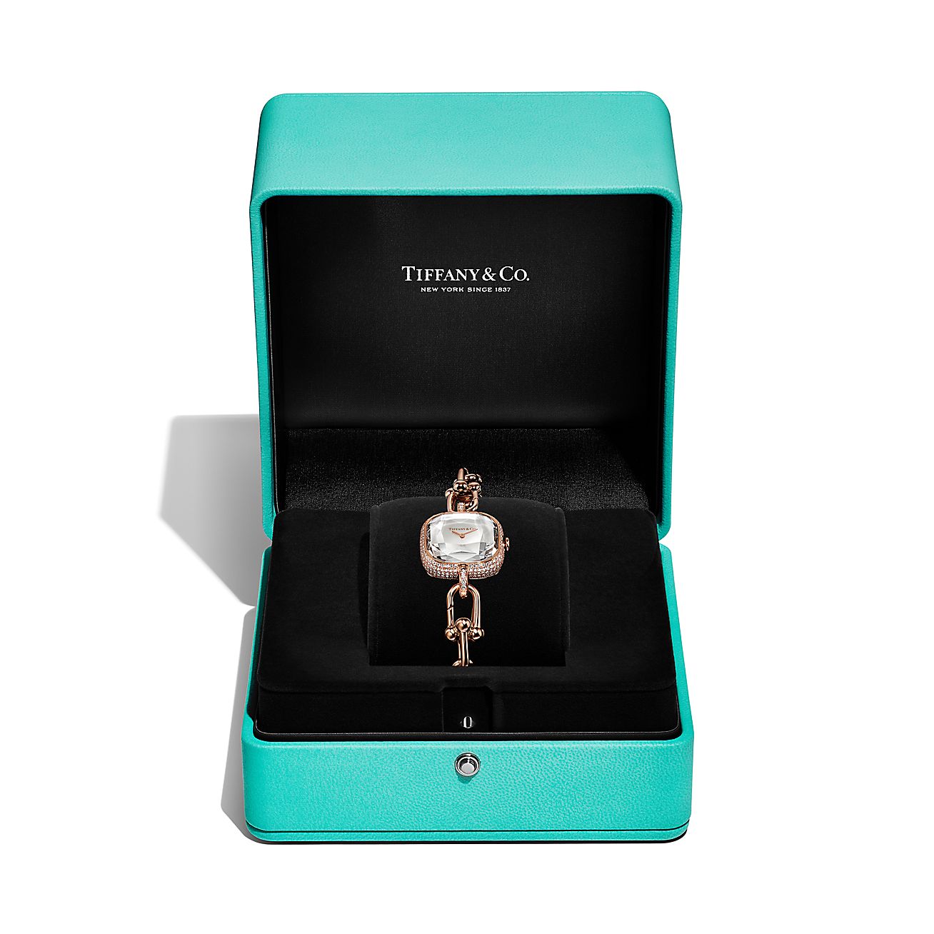 Tiffany HardWear Watch in Rose Gold with Pavé Diamonds and White Mother-of-pearl - Alternate shot 1 - Alternate shot 2 - Alternate shot 3 - Alternate shot 4