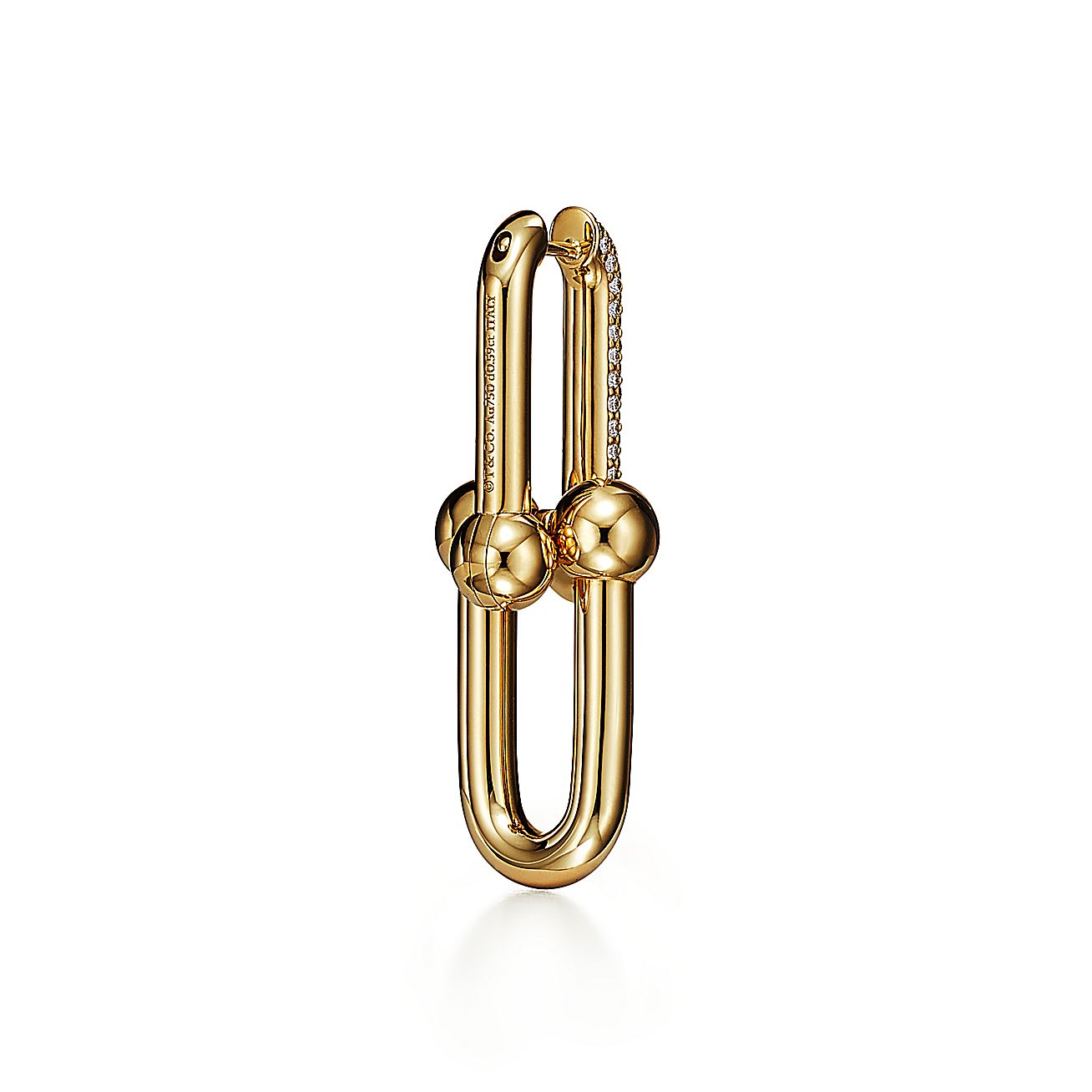 Tiffany HardWear Large Link Earrings in Yellow Gold with Pavé Diamonds - Alternate shot 1 - Alternate shot 2