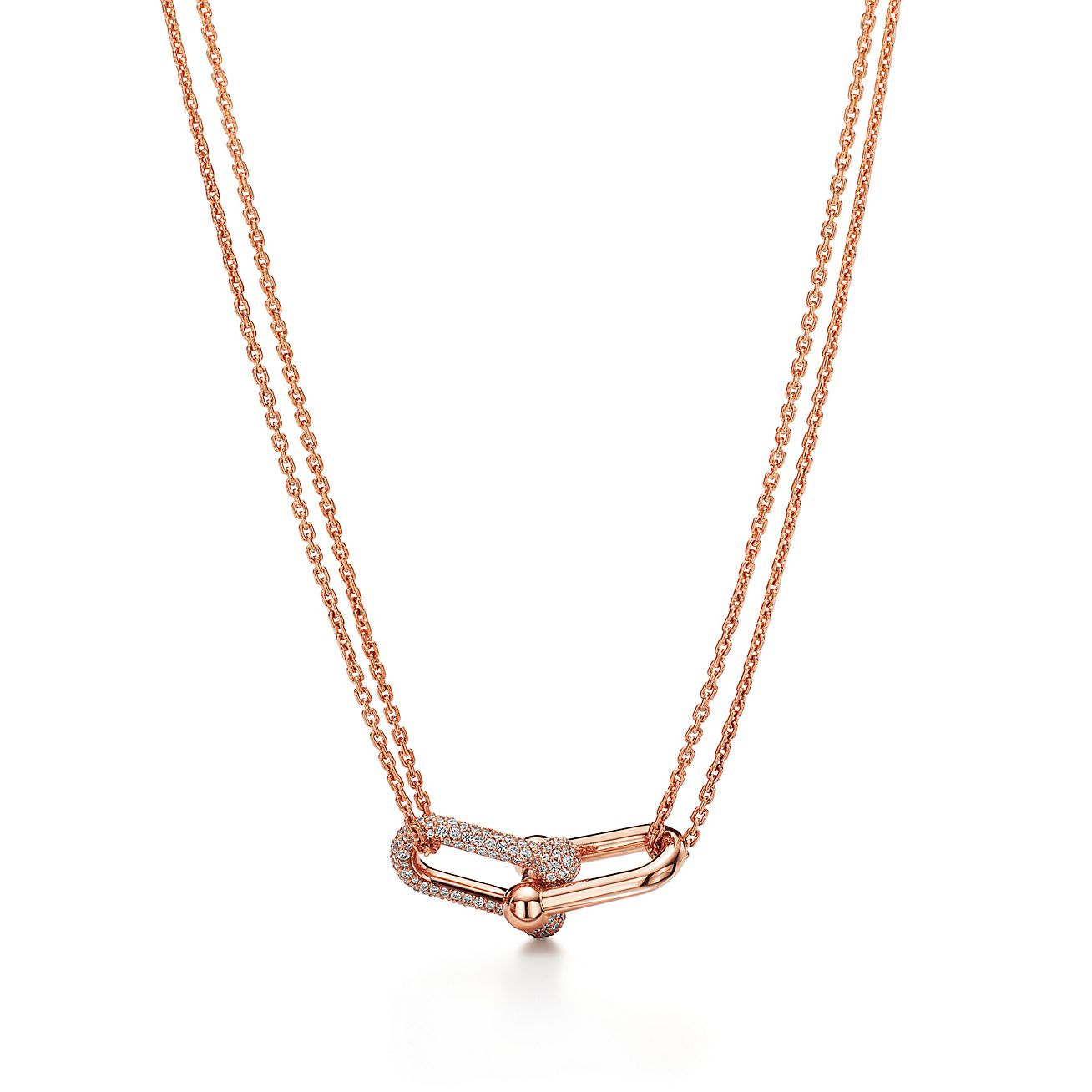 Tiffany Hardwear Double Link Pendant In 18k Rose Gold With Pavé Diamonds Tiffany And Co 