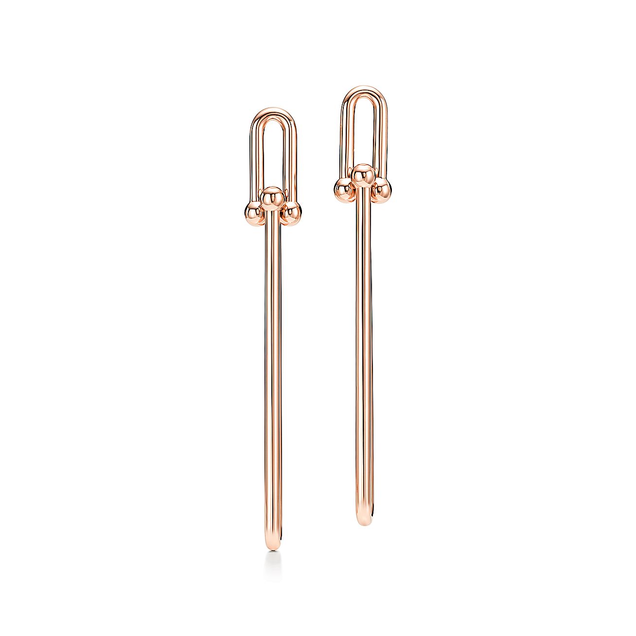 Tiffany HardWear double long link earrings in 18k rose gold. | Tiffany ...