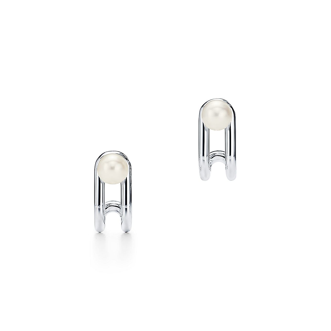 Tiffany HardWear Double Pearl Hinged Earrings in Sterling Silver