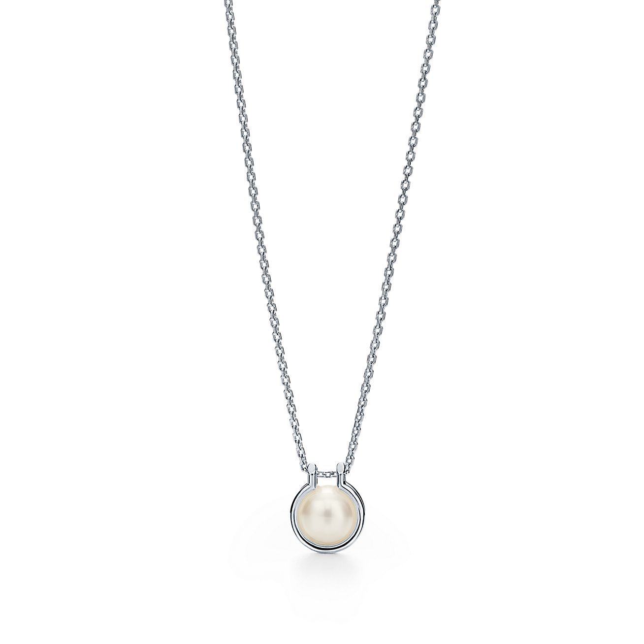 tiffany and co silver pearl necklace