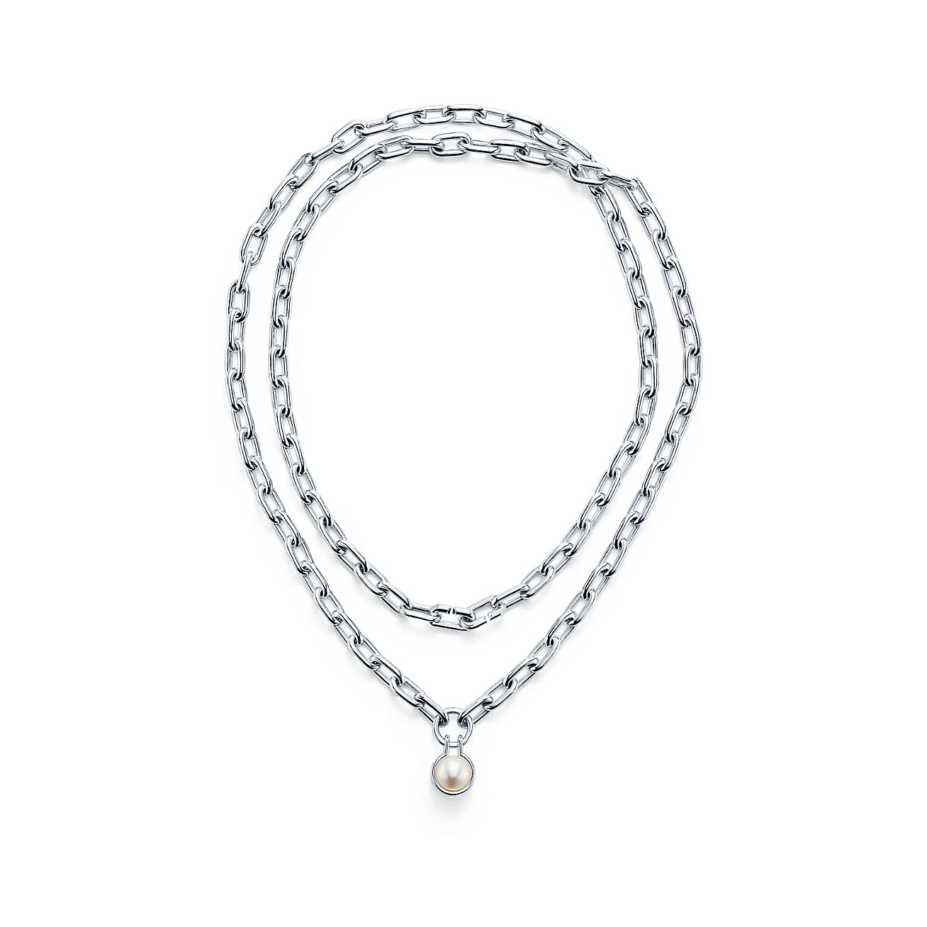 Tiffany HardWear Freshwater Pearl Necklace in Sterling Silver, 32"