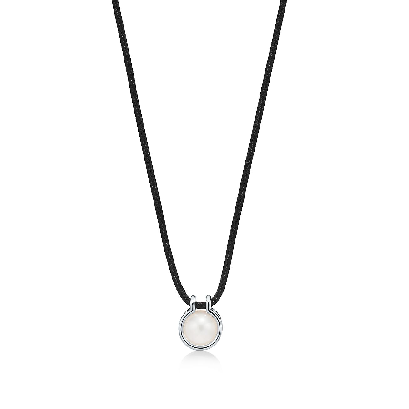 Tiffany HardWear Freshwater Pearl Pendant in Sterling Silver with Silk, 26"