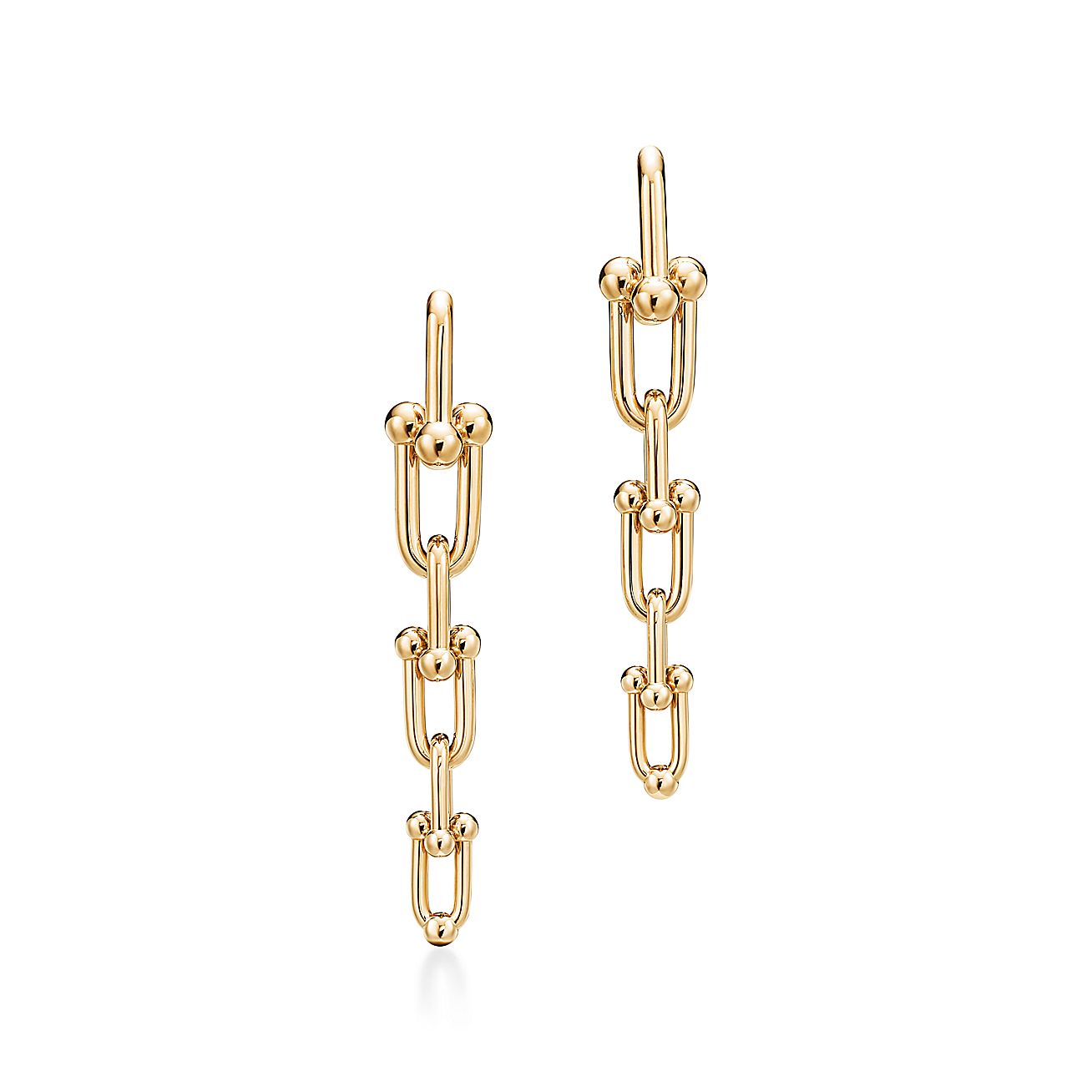 Tiffany HardWear graduated link earrings in 18k gold. Tiffany & Co.