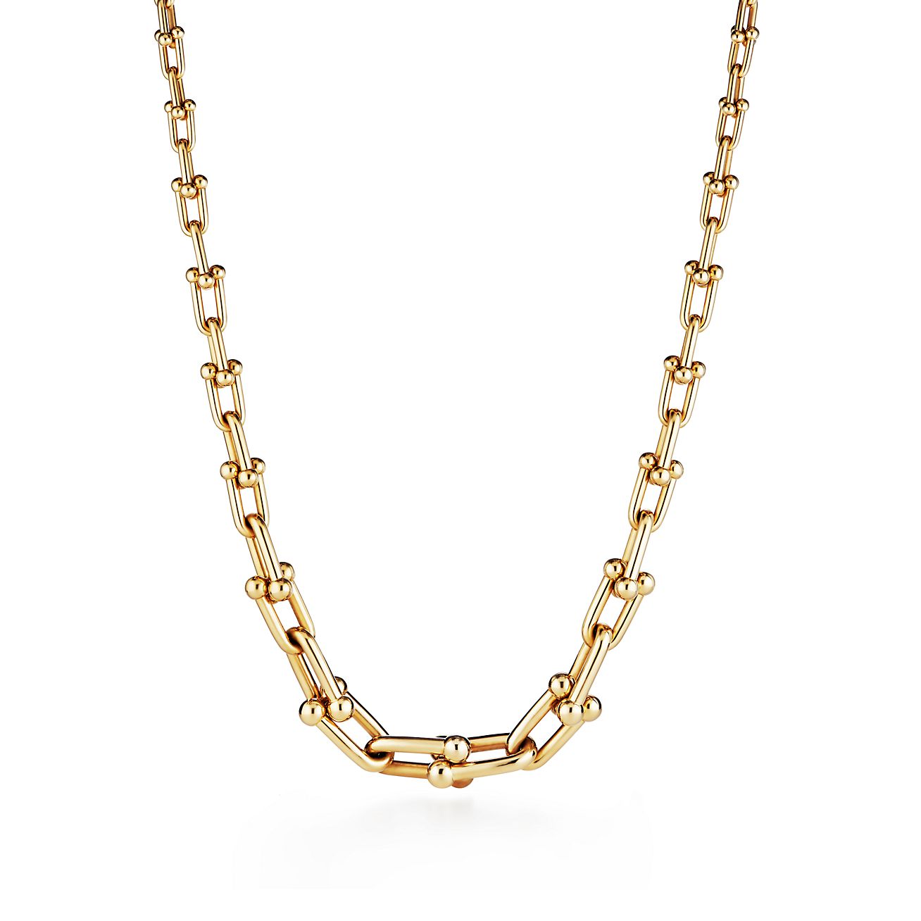 Tiffany HardWear graduated link necklace in 18k gold.