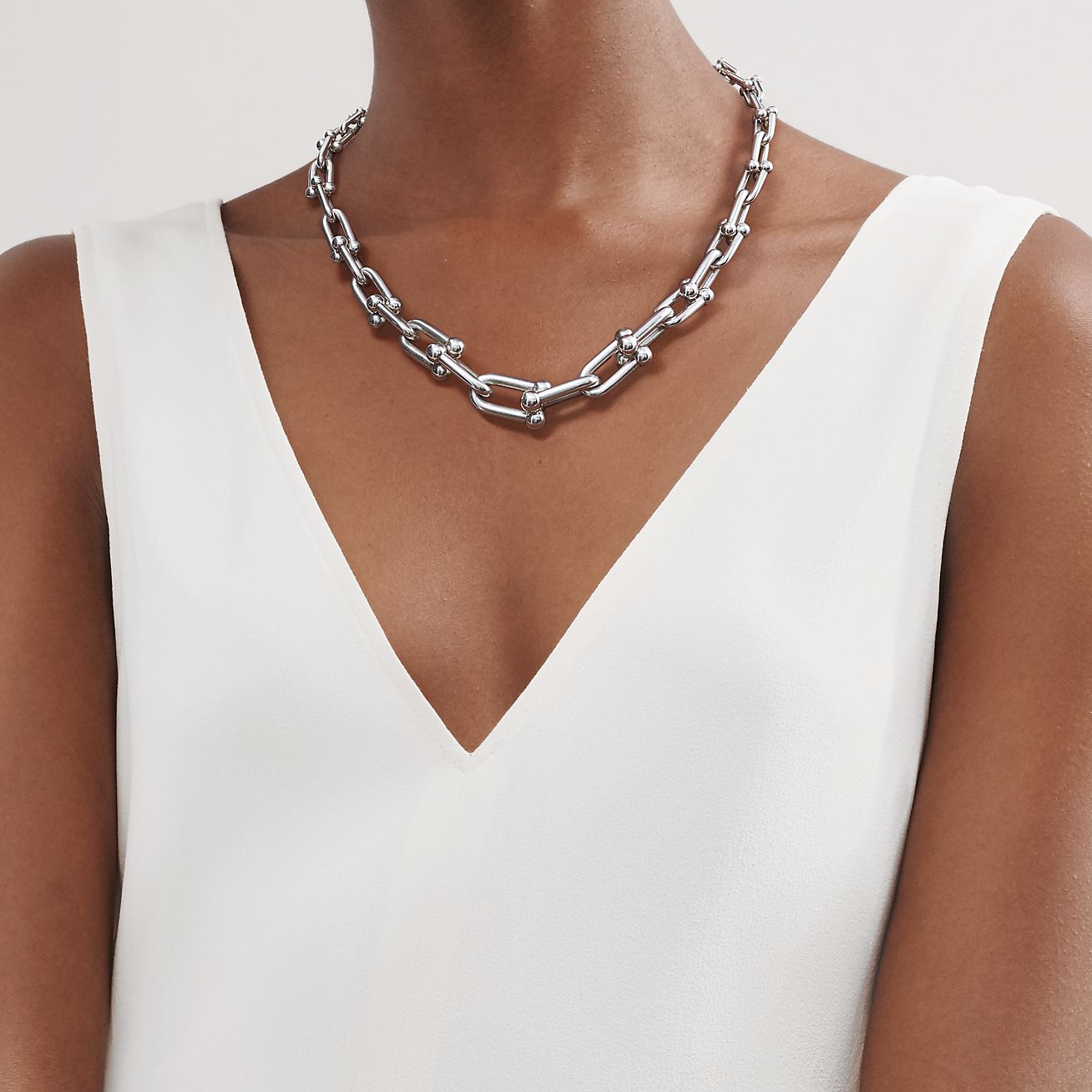 Tiffany Hardwear Graduated Link Necklace in Sterling Silver, Size: 18 in.