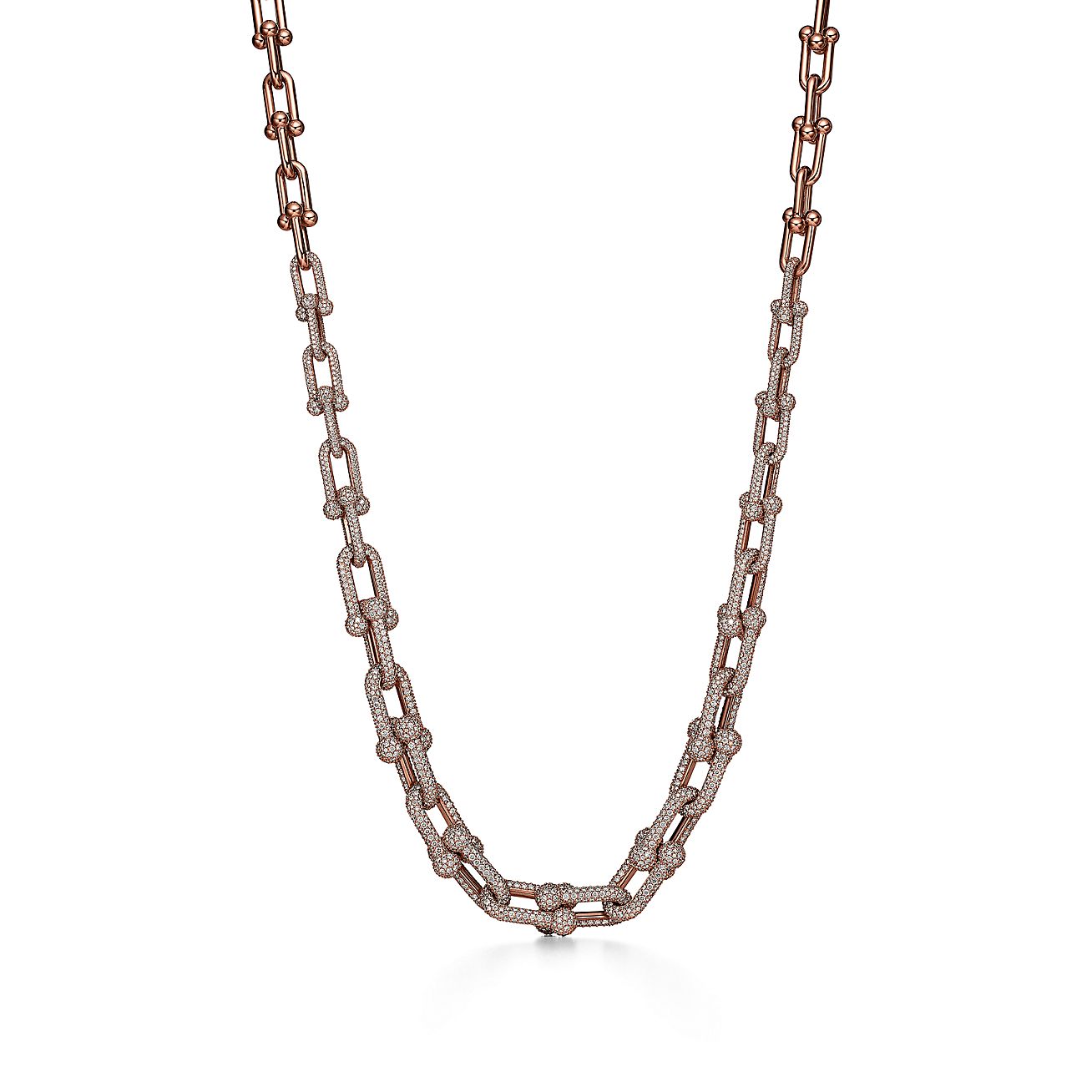 Tiffany HardWear Graduated Link Necklace in Rose Gold with Pavé ...