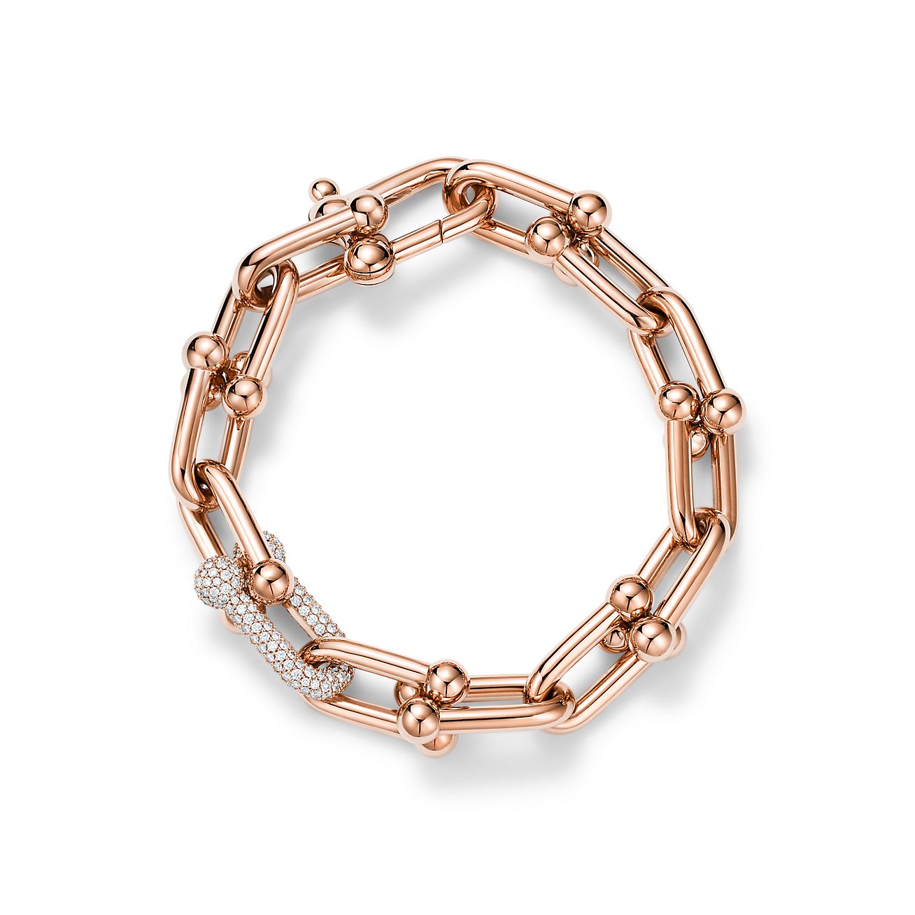 Tiffany T pavé diamond hinged bangle in 18k rose gold medium  Tiffany   Co