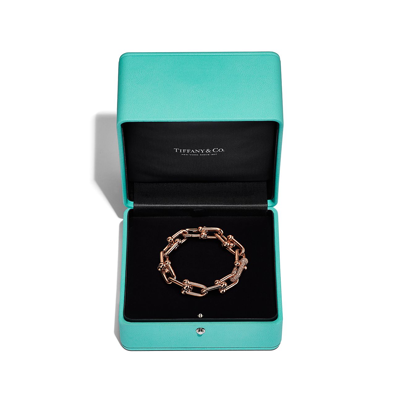 Tiffany HardWear Large Link Bracelet in Rose Gold with Diamonds