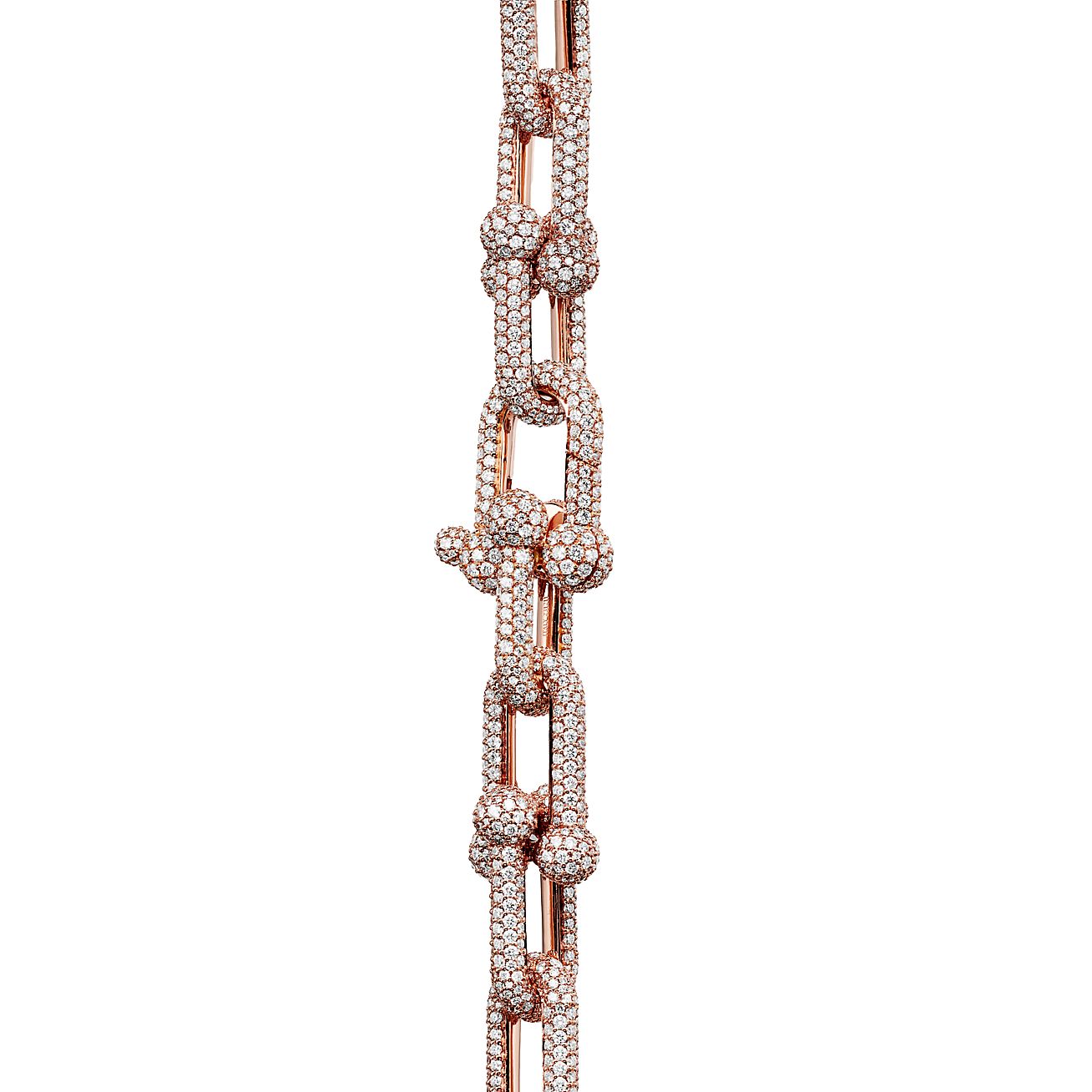 Tiffany HardWear Large Link Bracelet in Rose Gold with Pavé Diamonds - Alternate shot 1 - Alternate shot 2