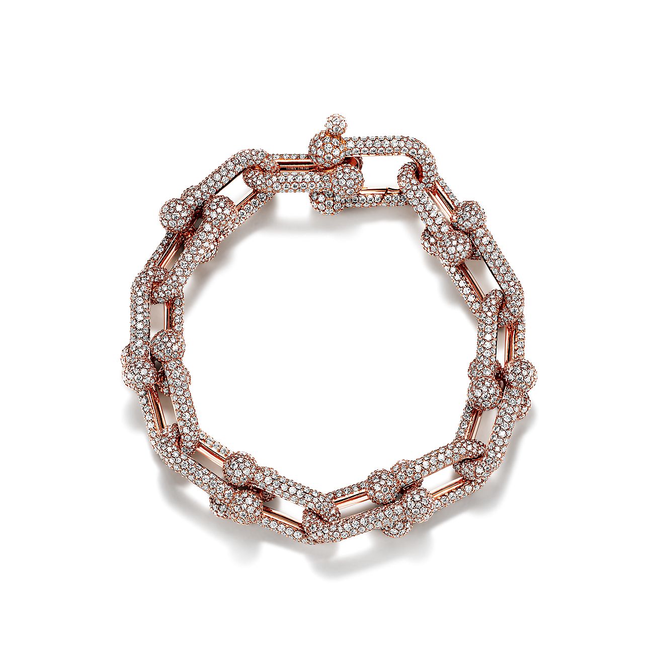 Tiffany HardWear Large Link Bracelet in Rose Gold with Pavé Diamonds