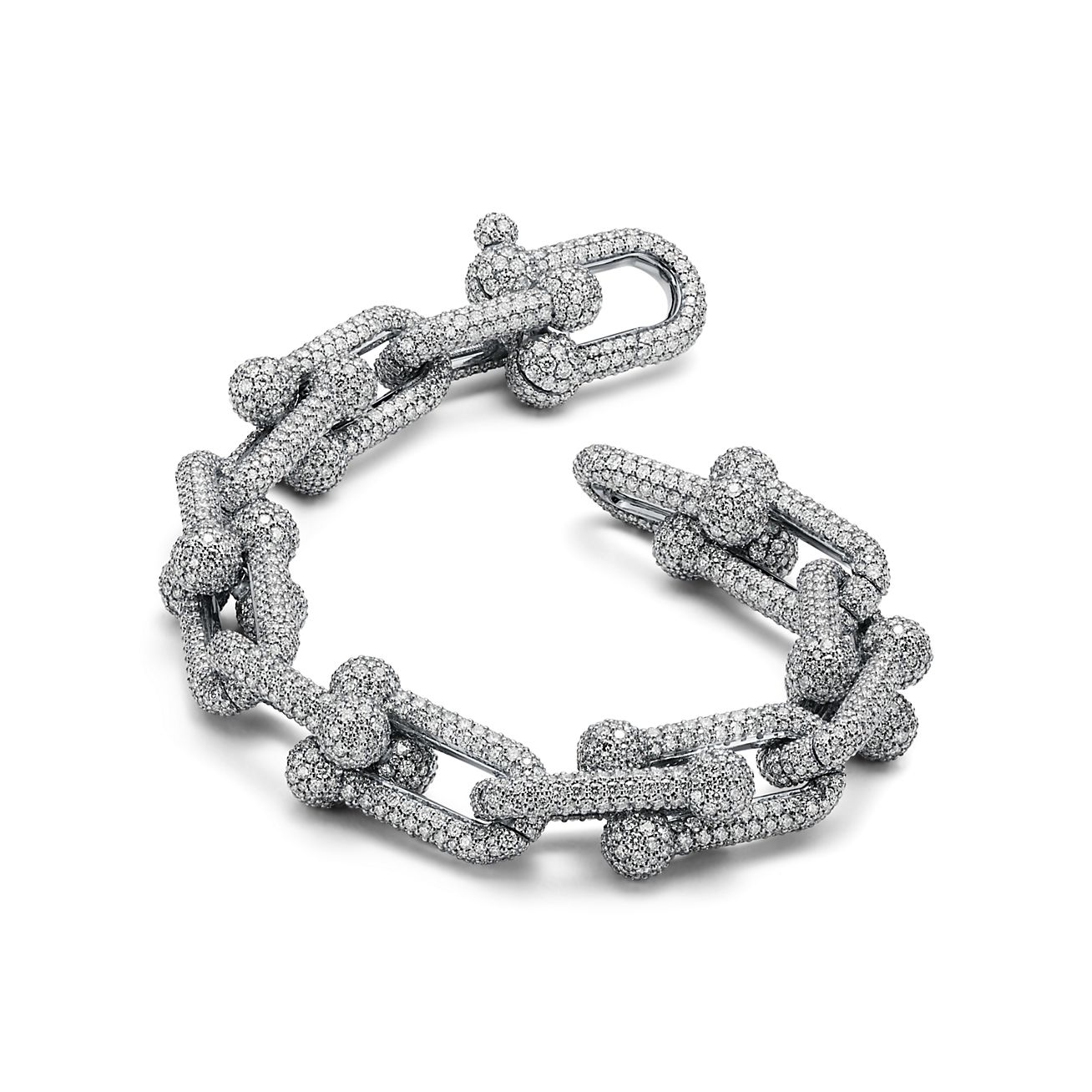 Tiffany HardWear Large Link Bracelet in White Gold with Pavé