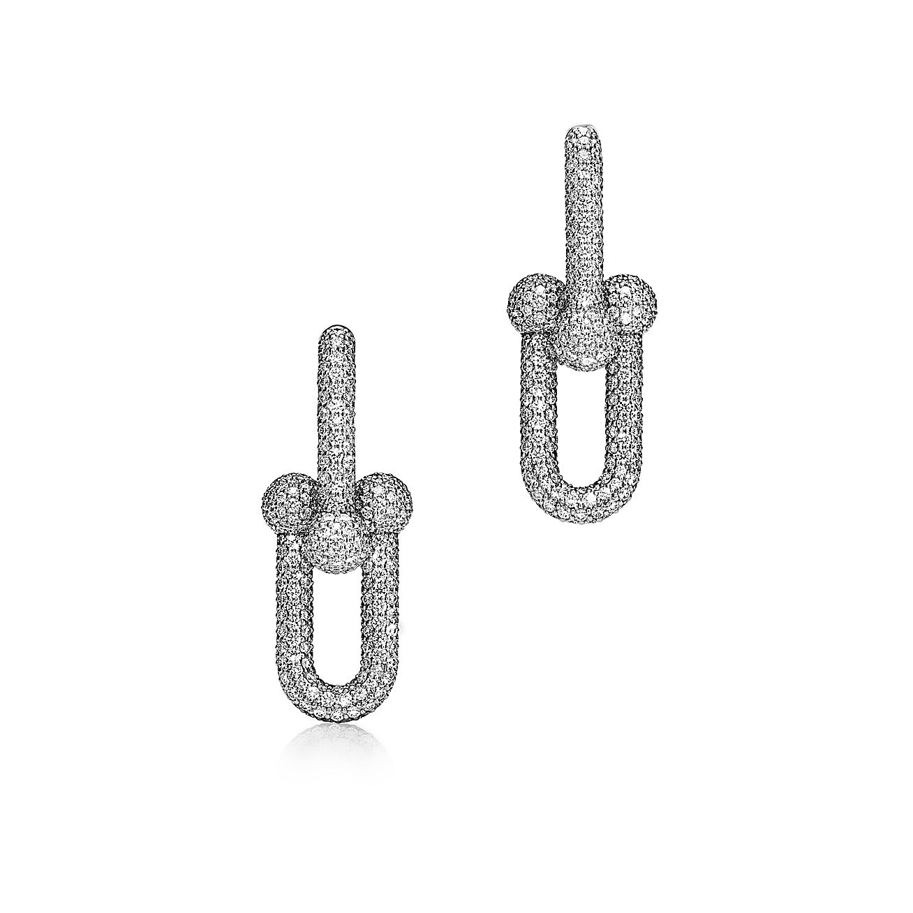 TIffany HardWear Large Link Earrings In White Gold With Diamonds Tiffany hardwear large link earrings in white gold with diamonds