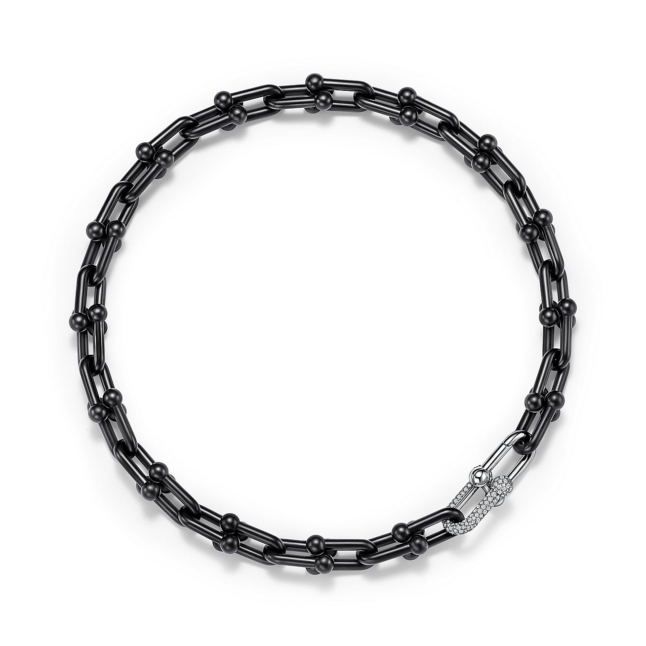 Tiffany HardWear Large Link Necklace in Titanium and Platinum with