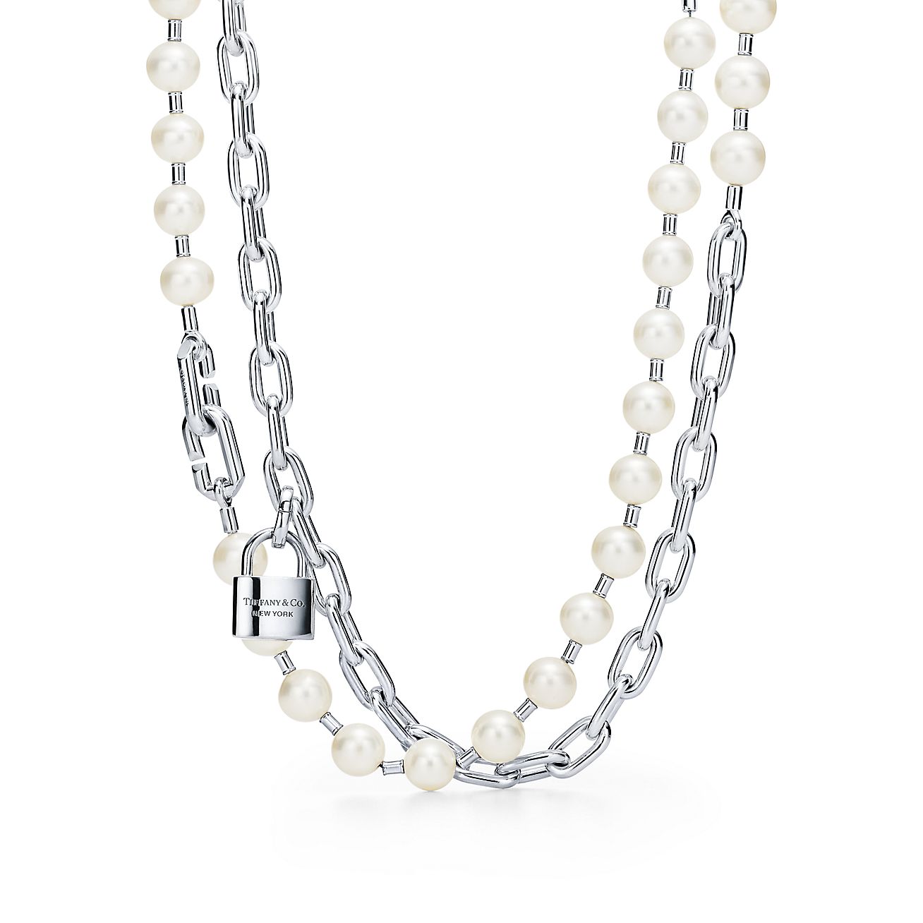 Tiffany HardWear Pearl Lock Necklace in 