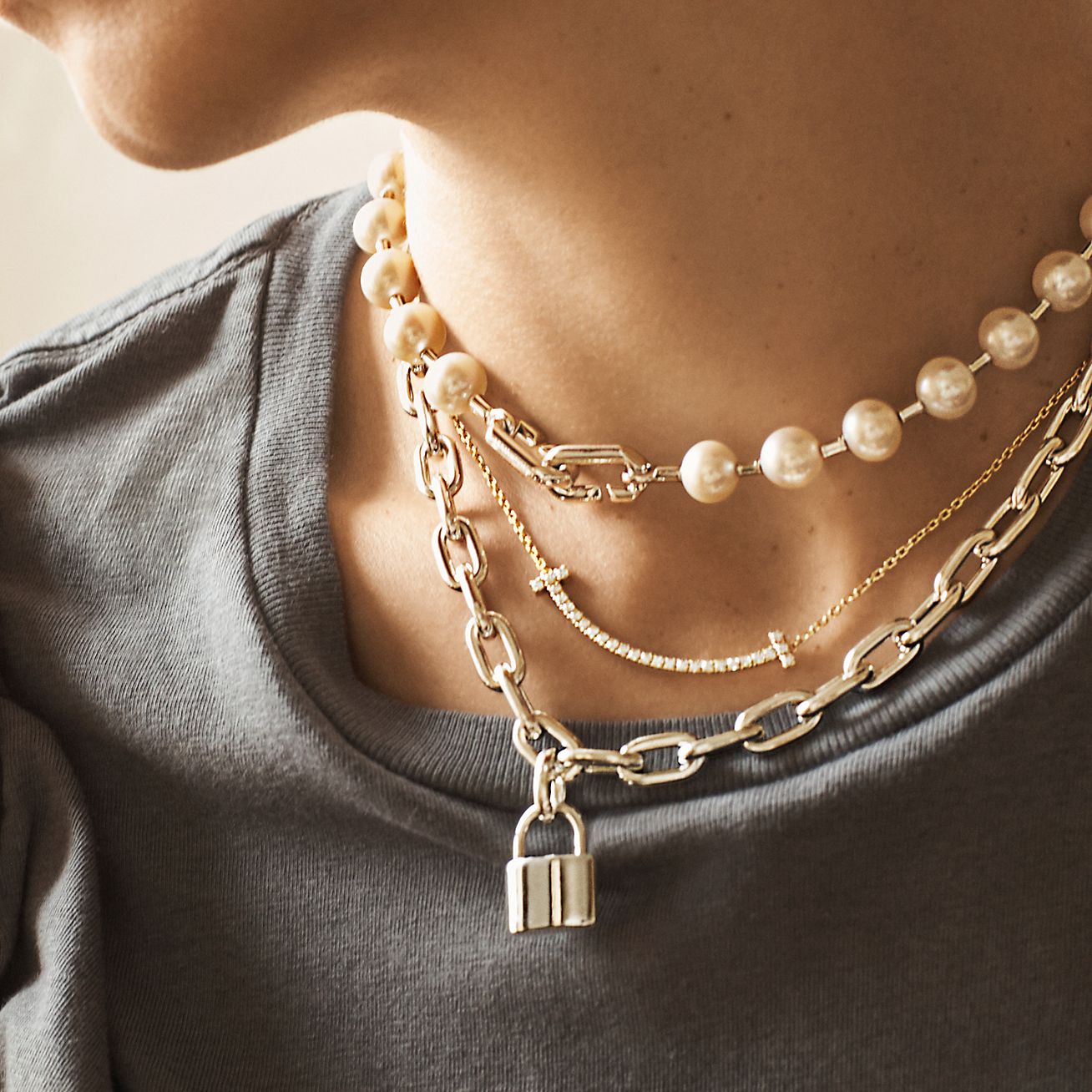 tiffany lock chain necklace