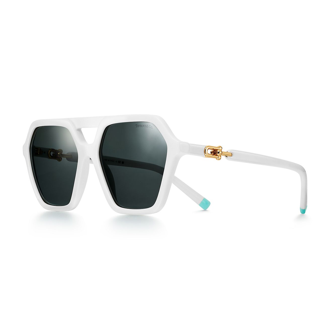 Tiffany T Sunglasses in White Acetate with Dark Grey Lenses