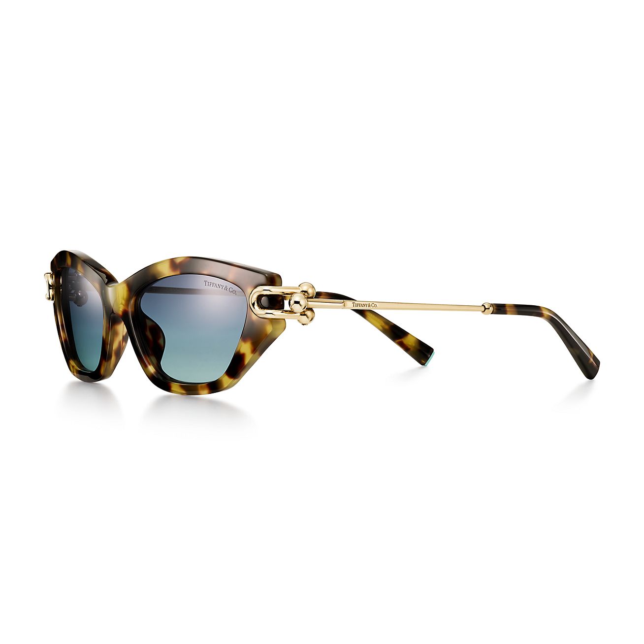 Tiffany HardWear Sunglasses in Tortoise Acetate with Azure Blue