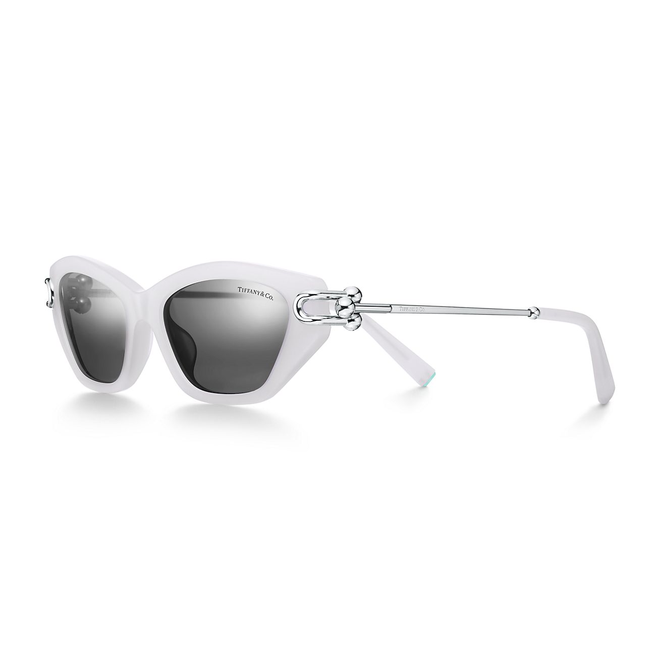 Tiffany HardWear Sunglasses in White Acetate with Dark Gray Lenses