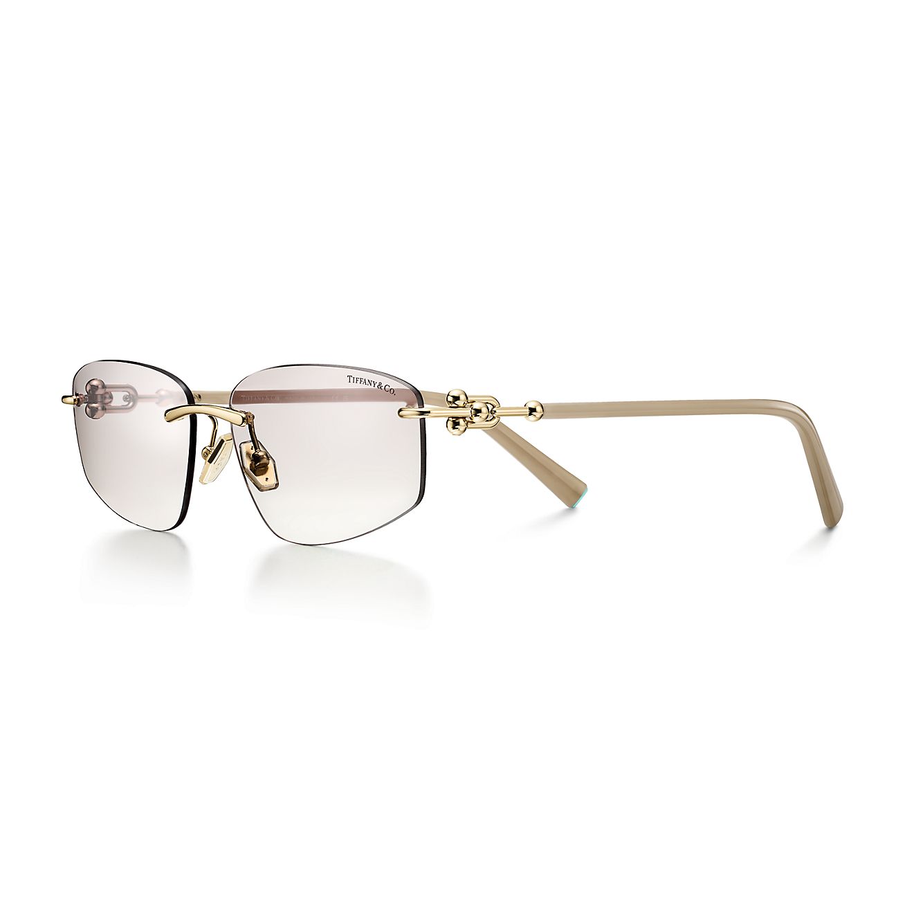 Tiffany HardWear Sunglasses in Pale Gold-coloured Metal with Light