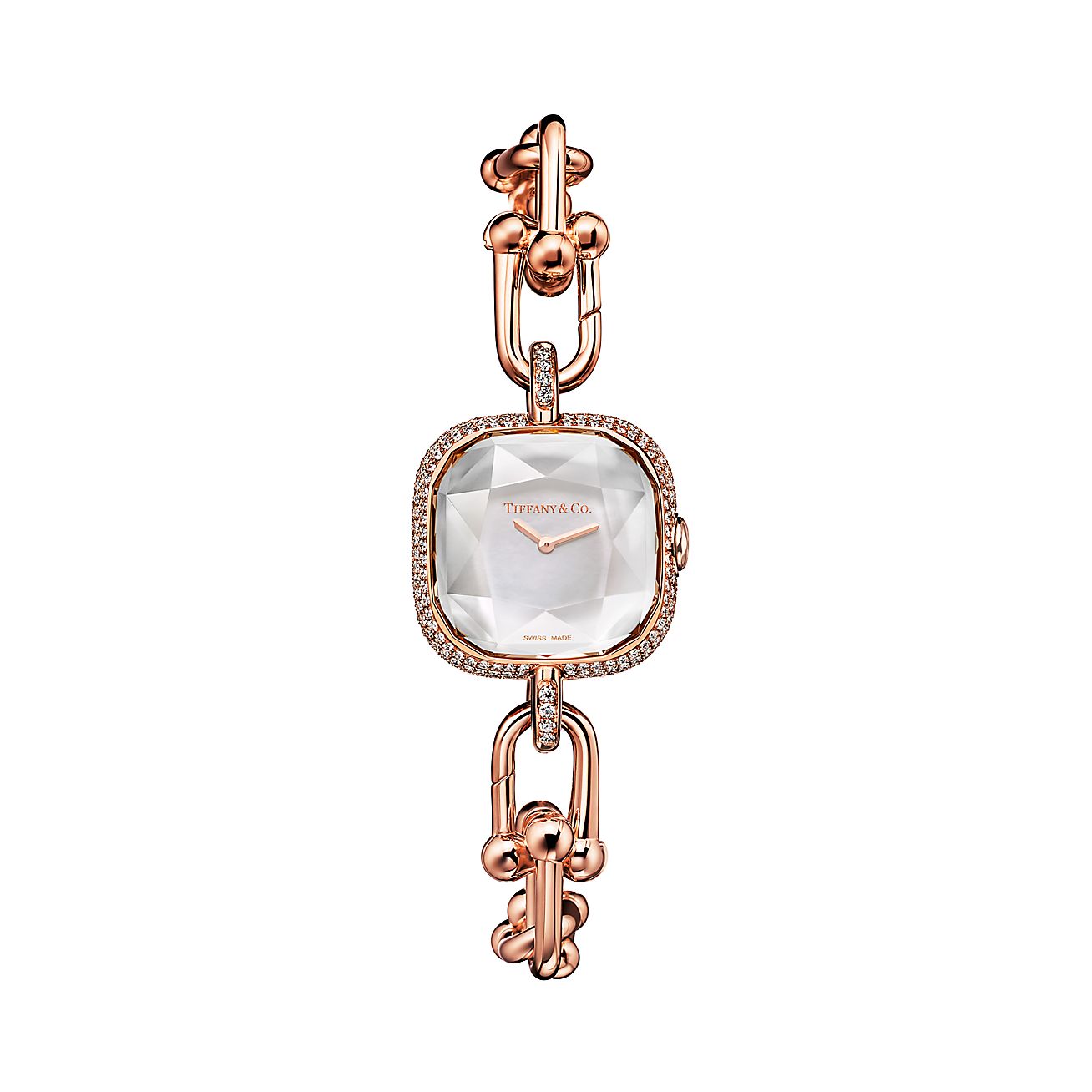 18K White and Rose Gold Jewelry Watch with Sapphires and Diamonds
