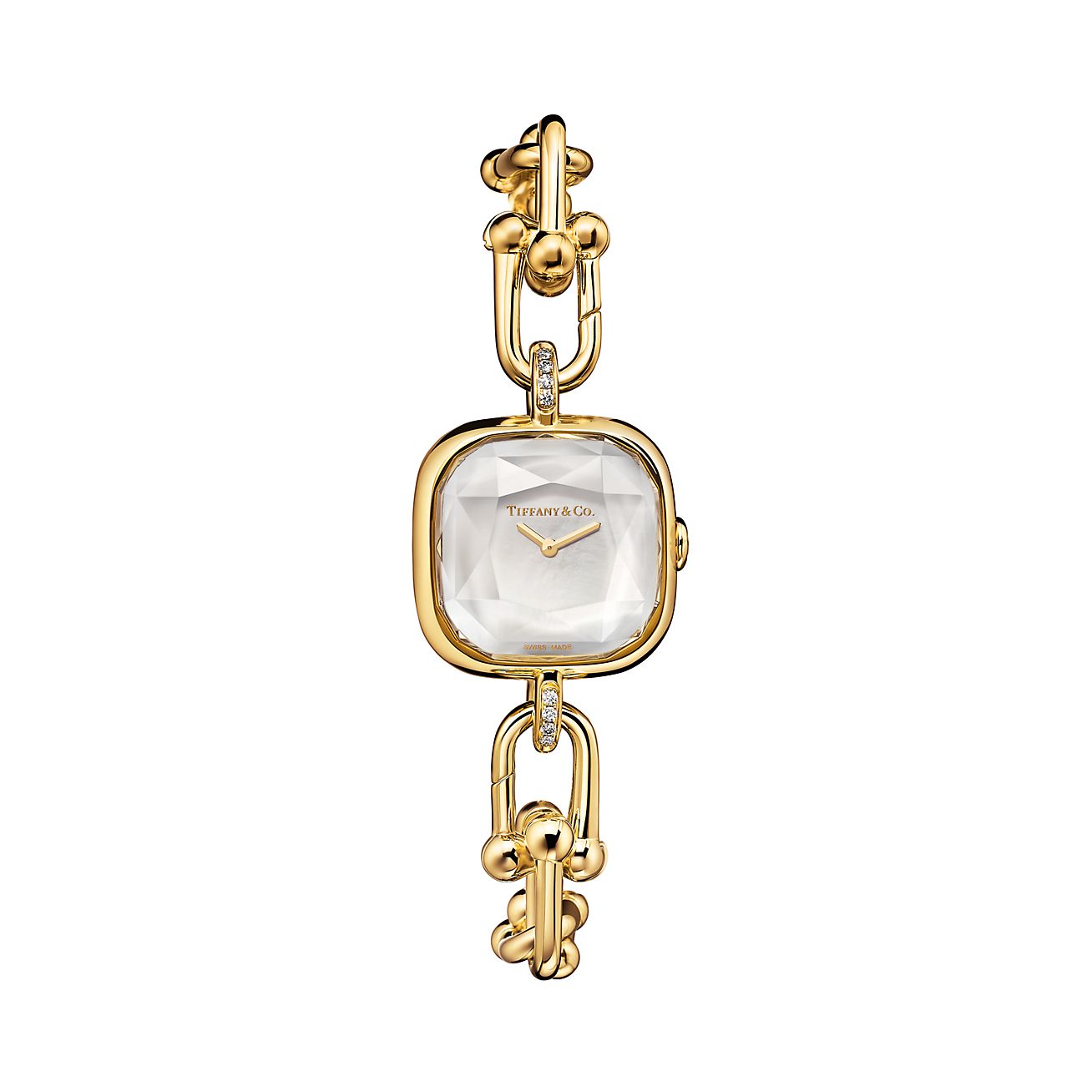 Tiffany HardWear Watch in Yellow Gold with Diamonds and White