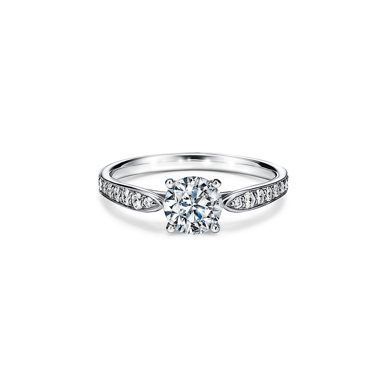 Tiffany Harmony® engagement ring with a diamond band in platinum ...
