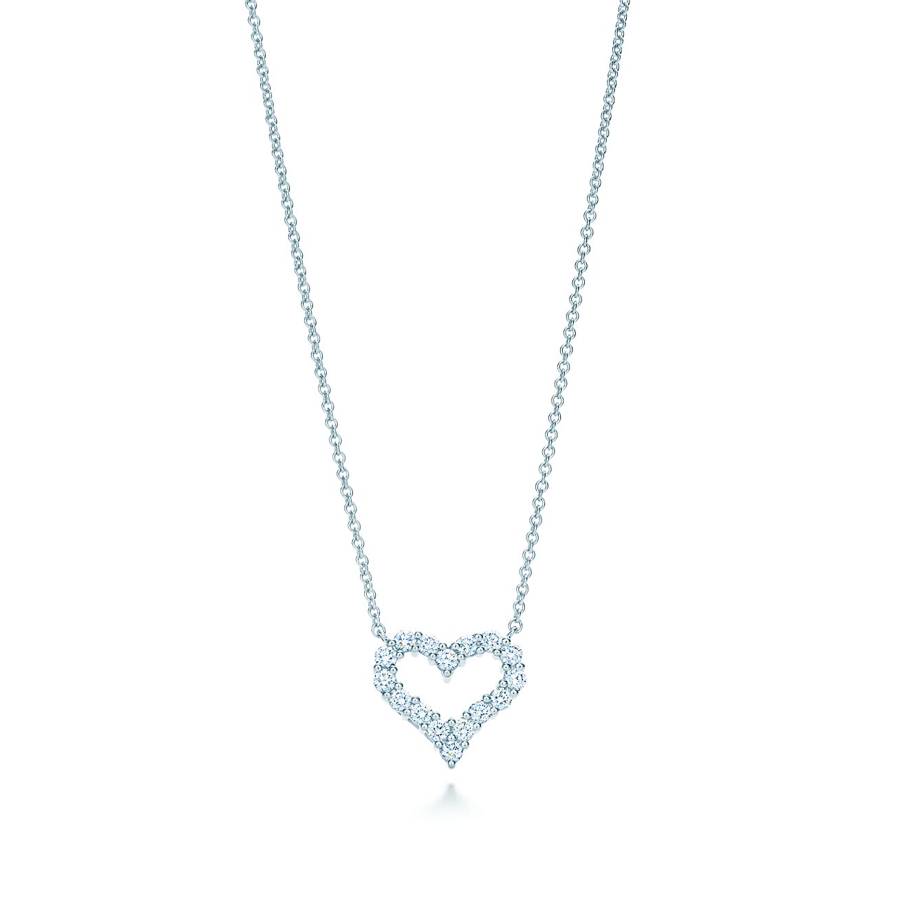Подвеска Tiffany Hearts™ с бриллиантами, платина, размер Mini.