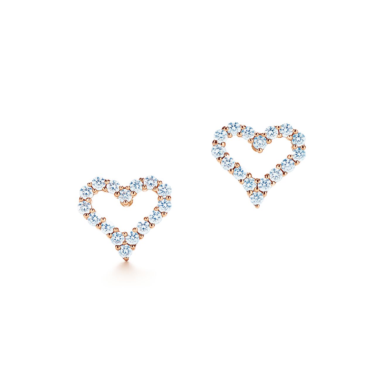 Tiffany Hearts™ 18K 玫瑰金鑲鑽耳環 