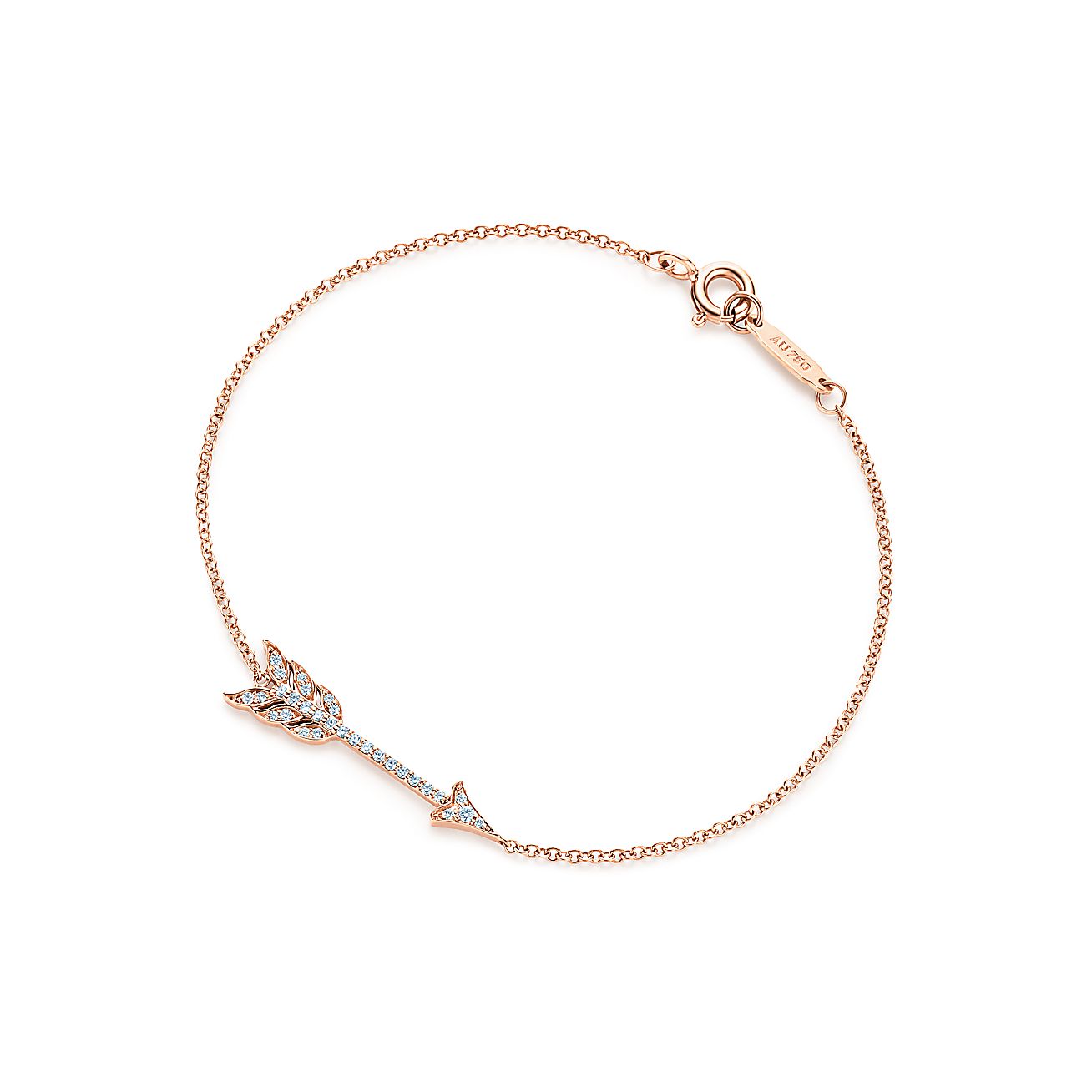 tiffany hearts arrow bracelet in 18k rose gold with diamonds small