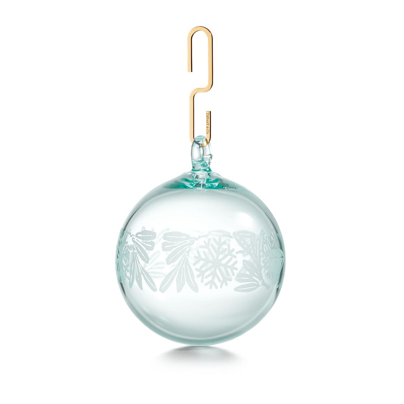 Tiffany Heritage Etched Ornament in Tiffany Blue Crystal Glass