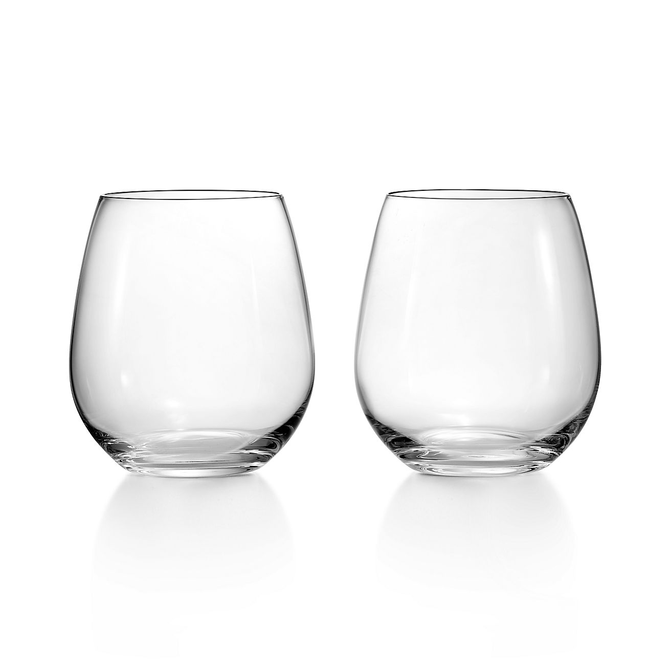 Tiffany Home Essentials Stemless Red Wine Glasses in Crystal Glass, Set of Two, Size: 20 in.